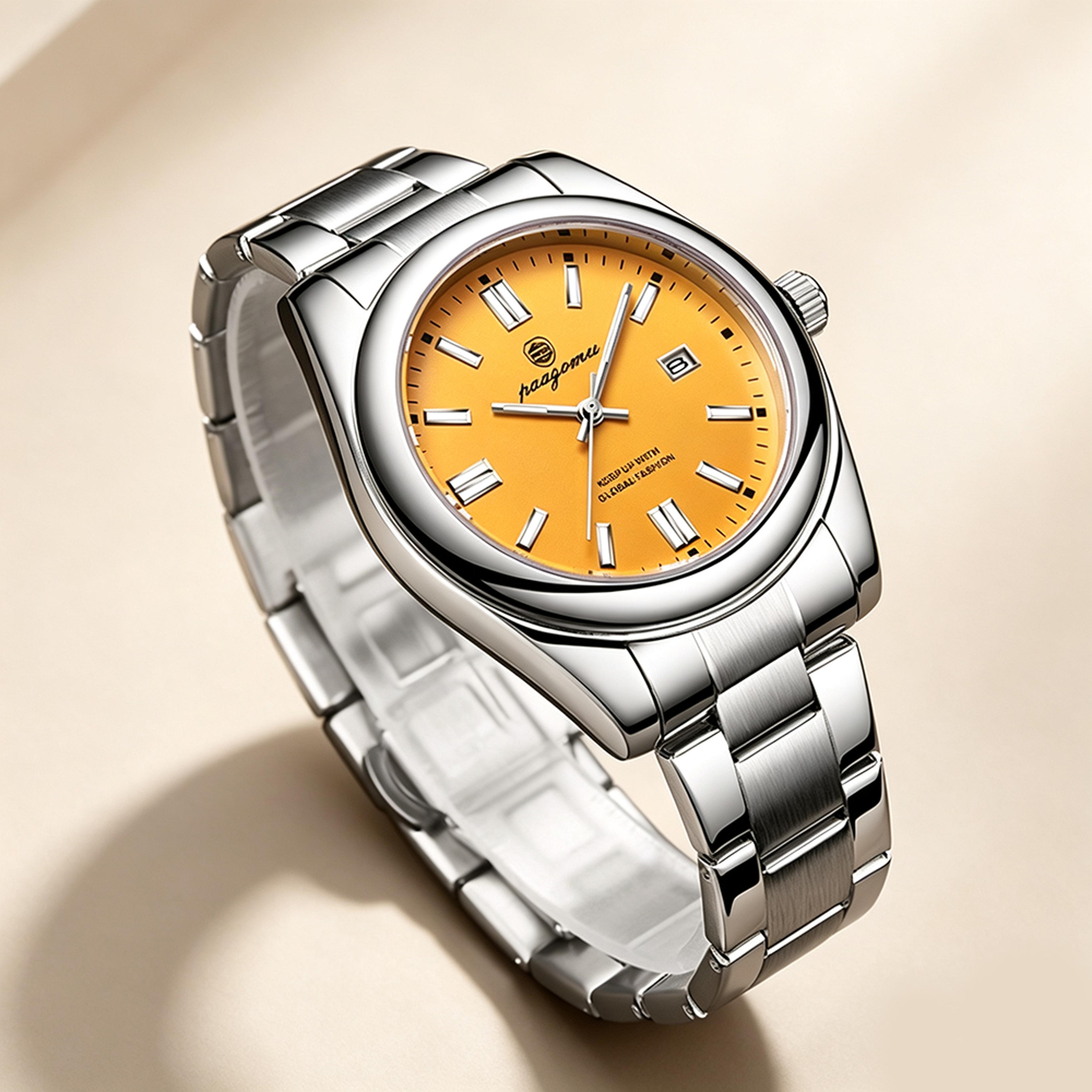 classic luxury mens quartz watch stainless steel waterproof business wristwatch with date