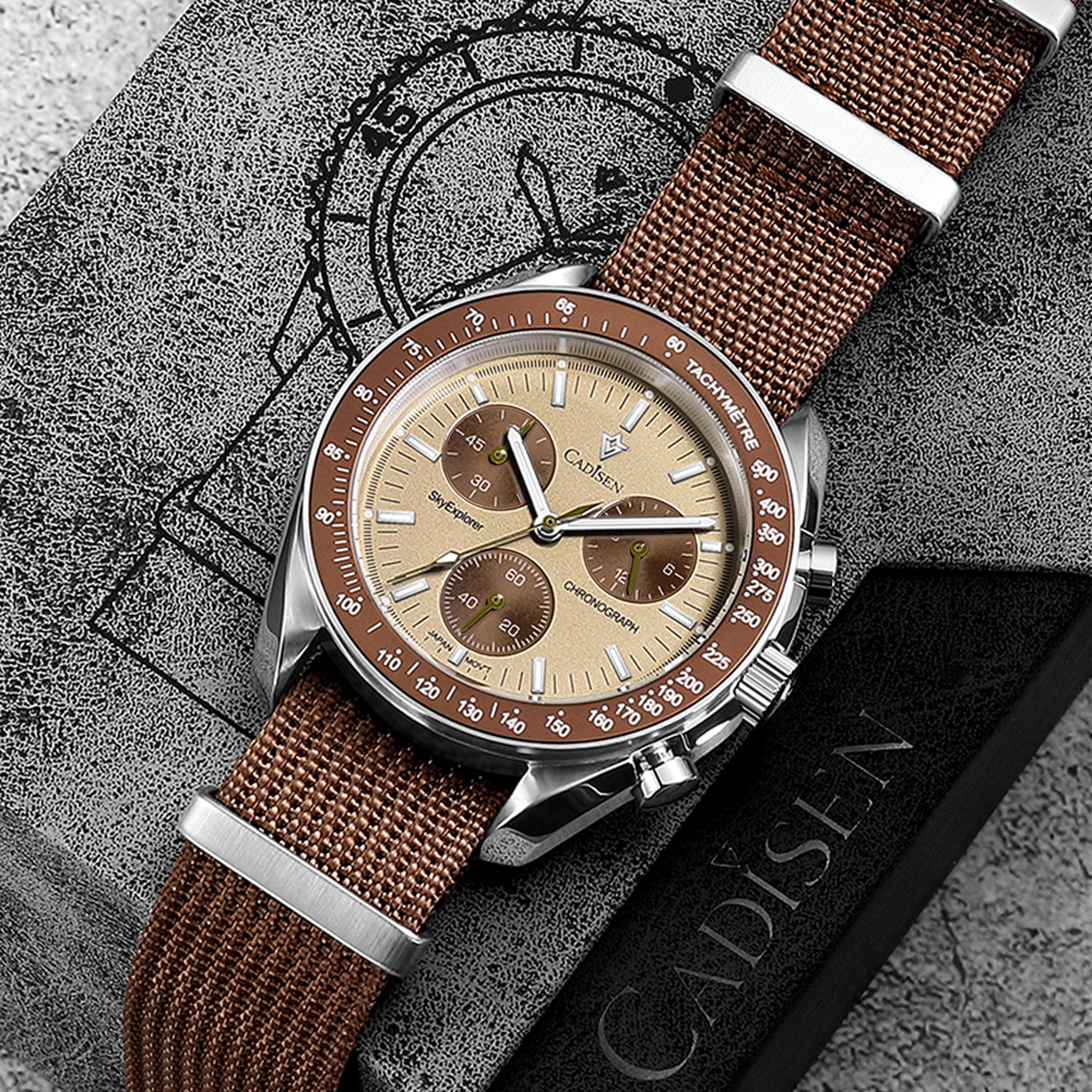 luxury mens sapphire crystal quartz chronograph watch
