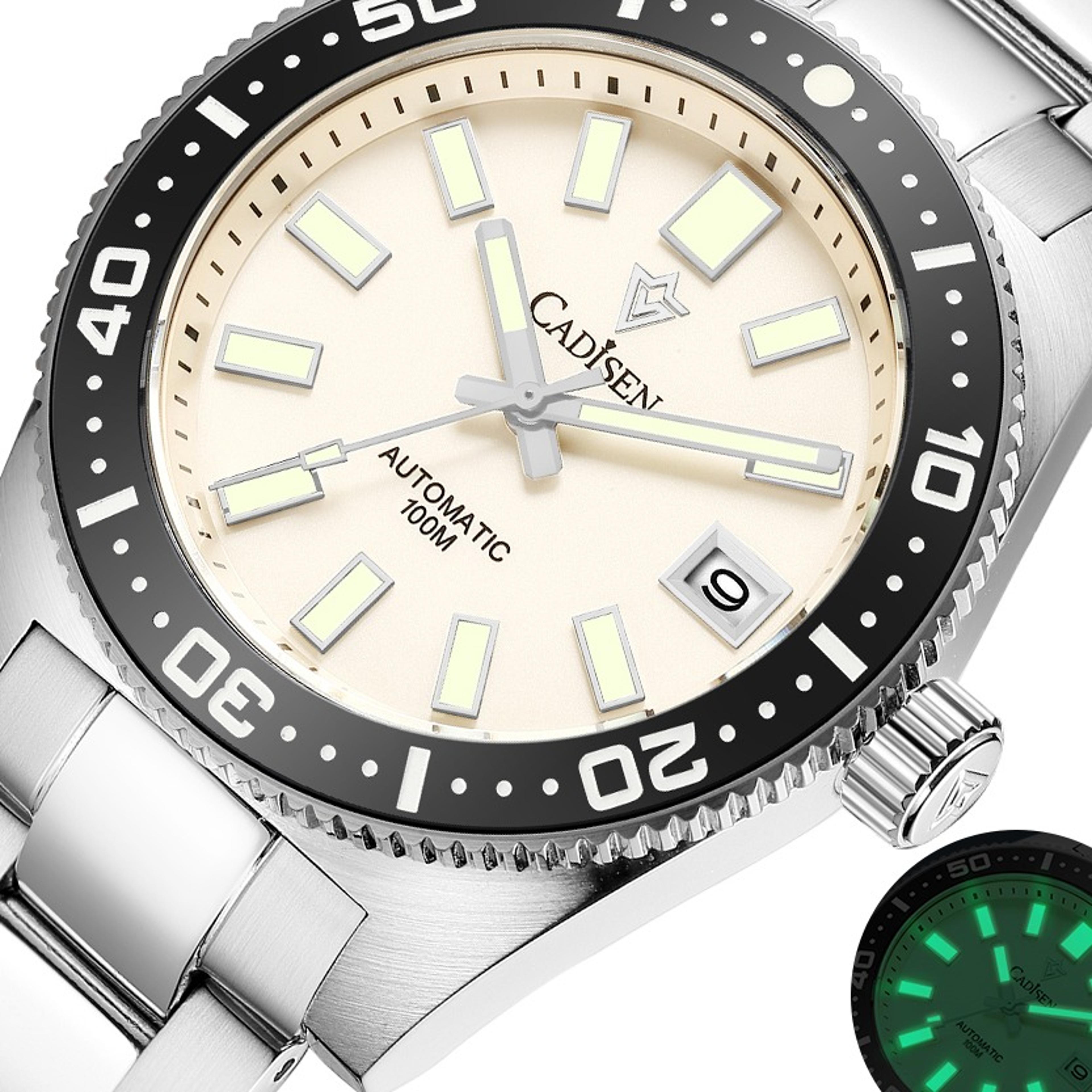 automatic diver mens watch with sapphire glass and luminous dial