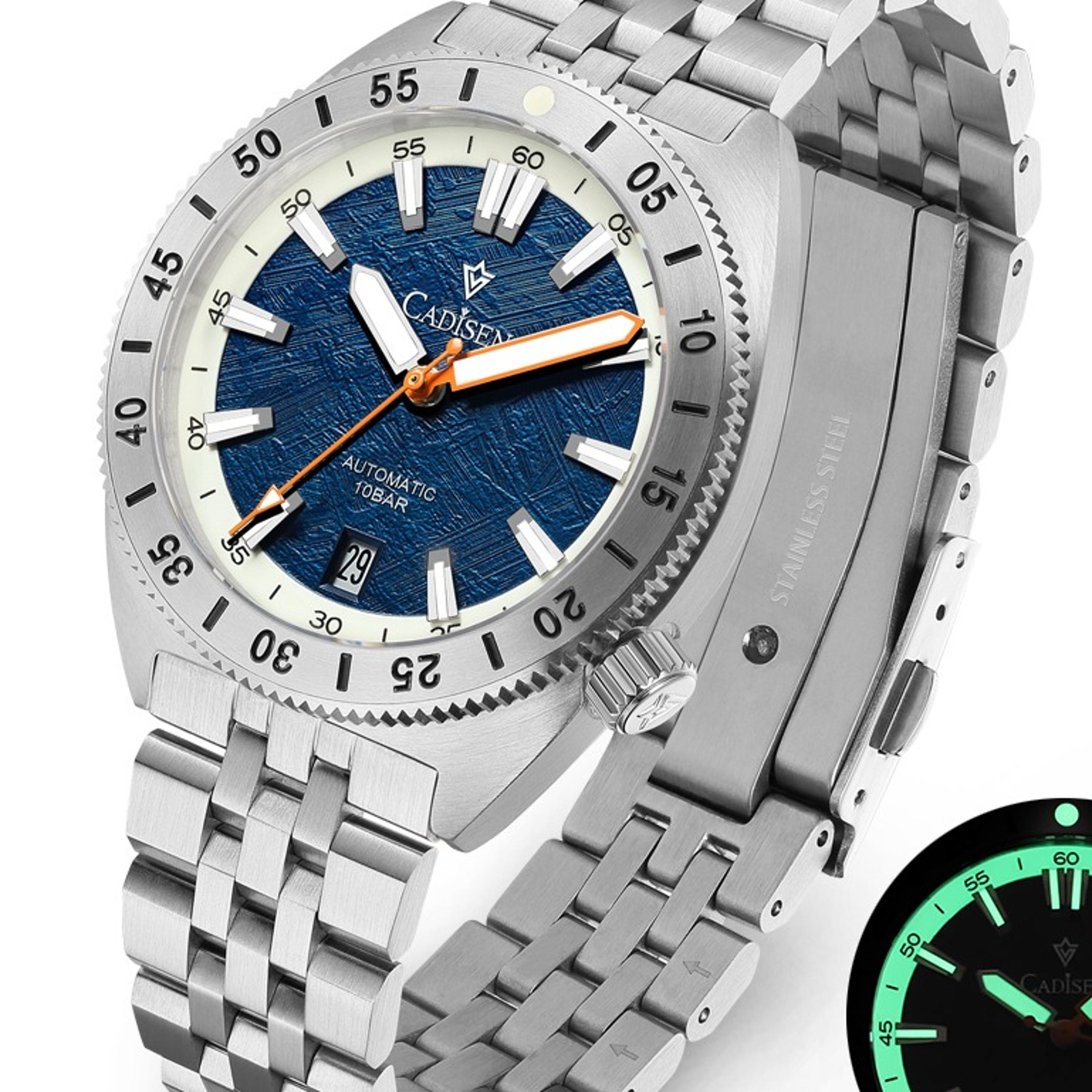 automatic mechanical meteorite dial men watch steel business casual waterproof watch