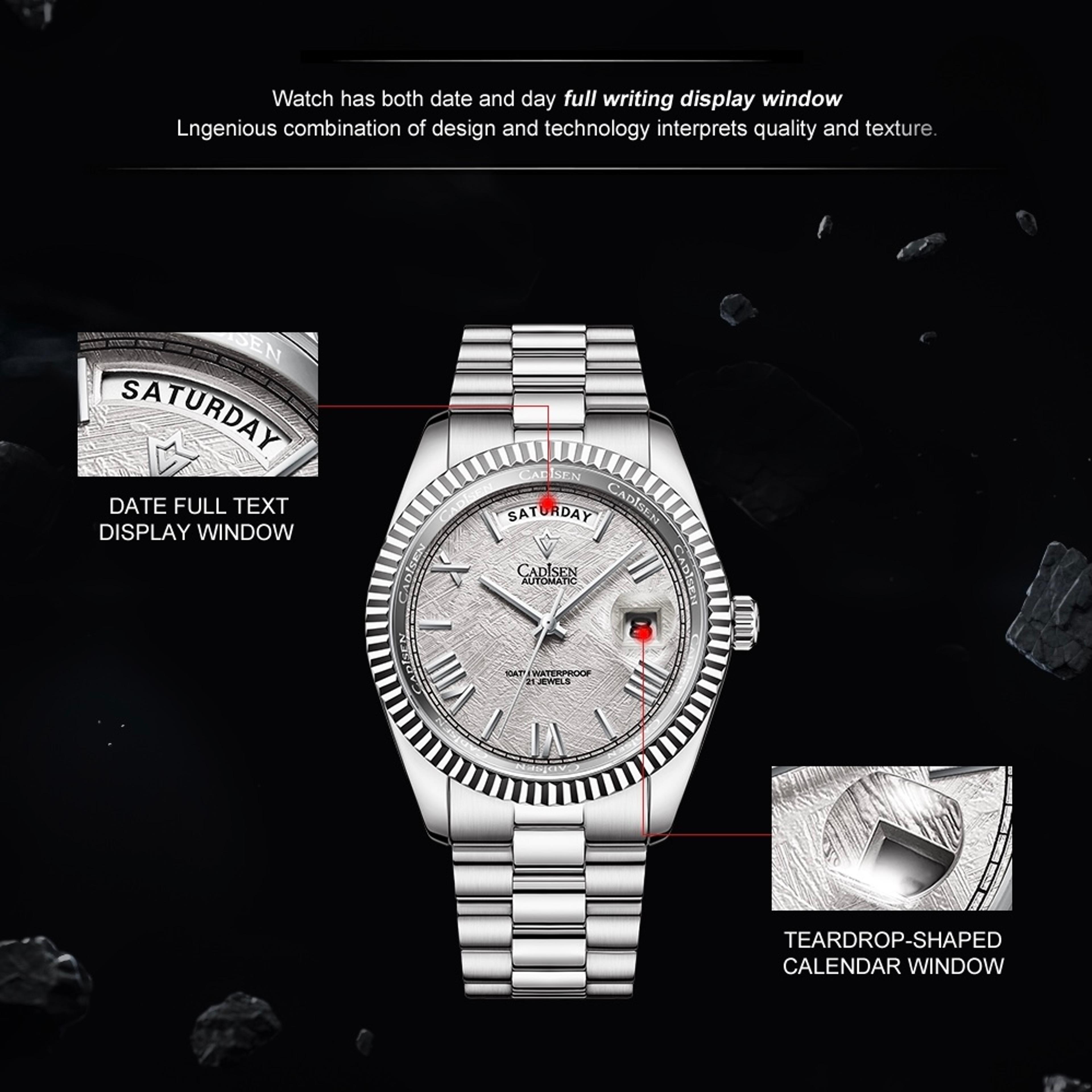 Luxury Meteorite Dial Automatic Mechanical Watch For Men With Miyota Movement 2