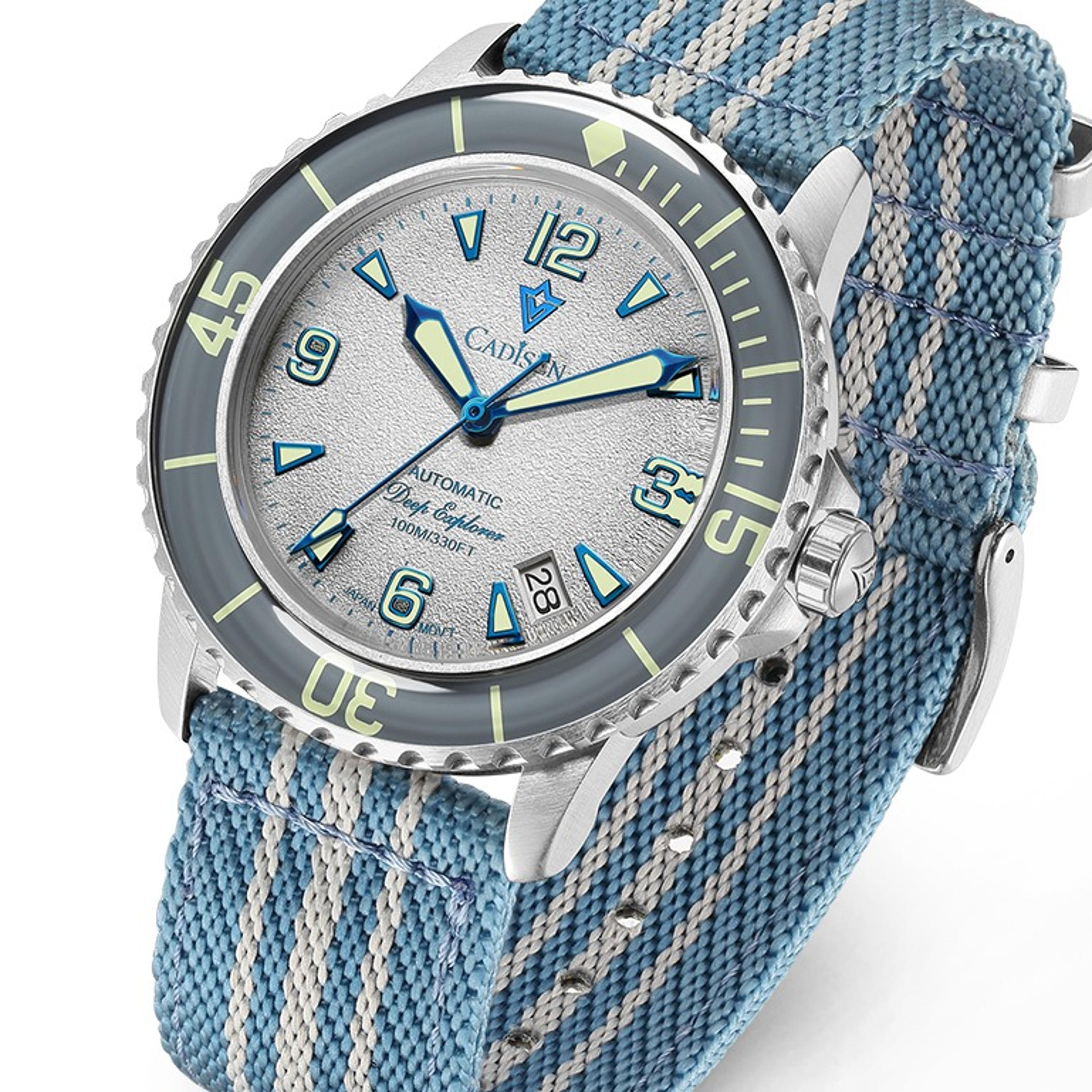 Deep Explorer Automatic Mechanical Watch with Luminous Canvas Strapjpg