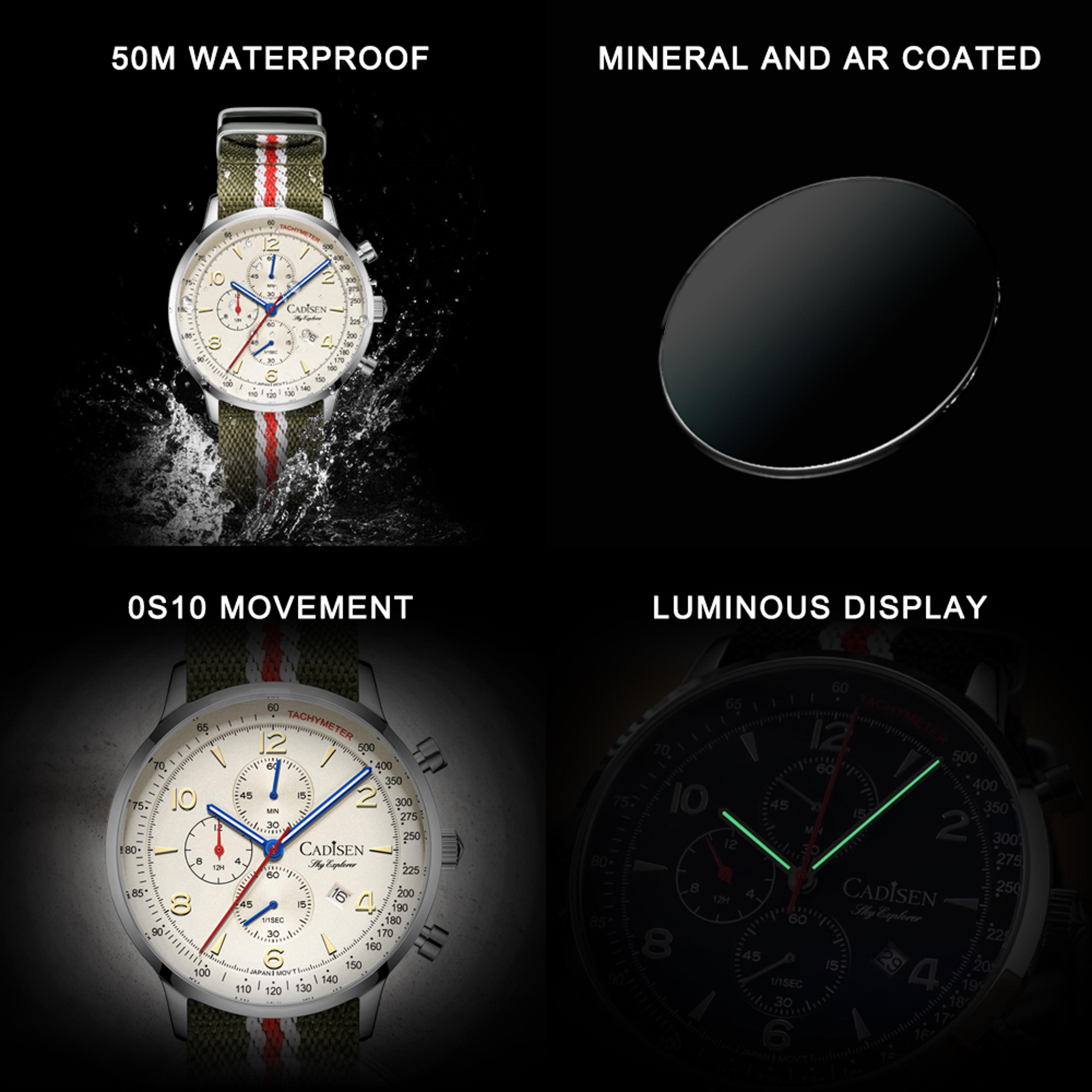 Mens Quartz Watch Waterproof Canvas Wristwatch 5