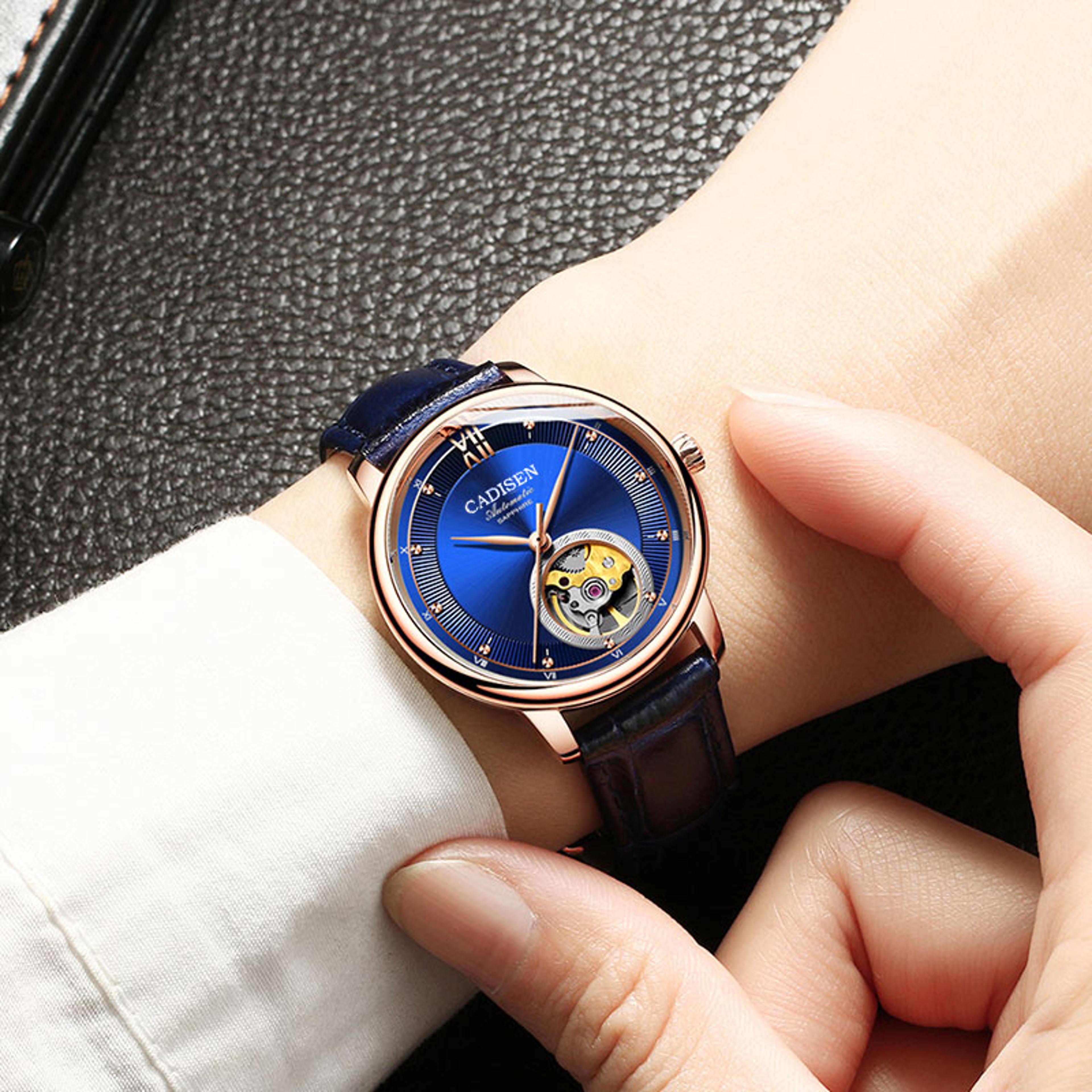 Automatic Mechanical Watch Men Sapphire Hollow Dial Ultra Thin Leather Wristwatch 0