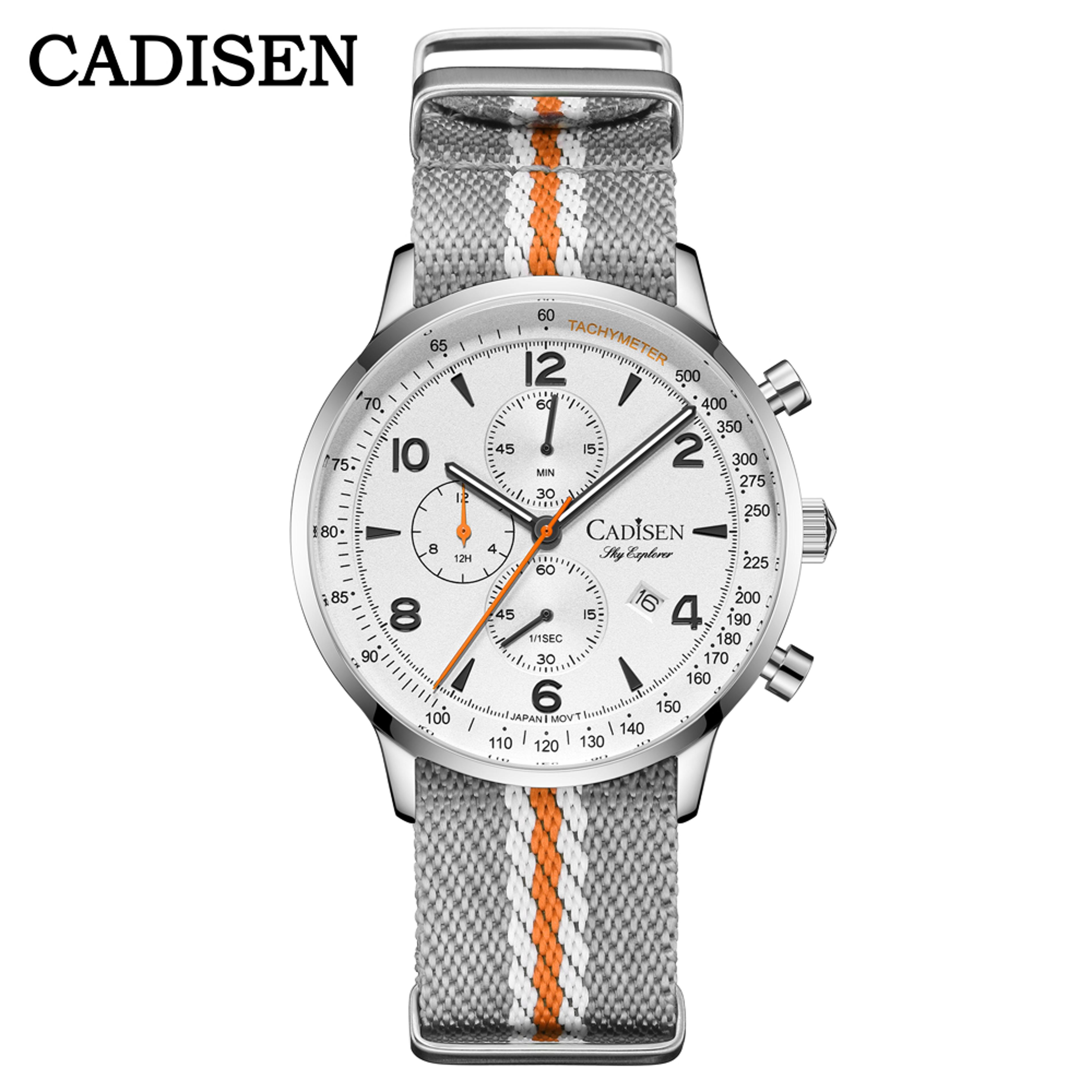 Chronograph Mens Quartz Watch With Canvas Strap And Waterproof Design 9