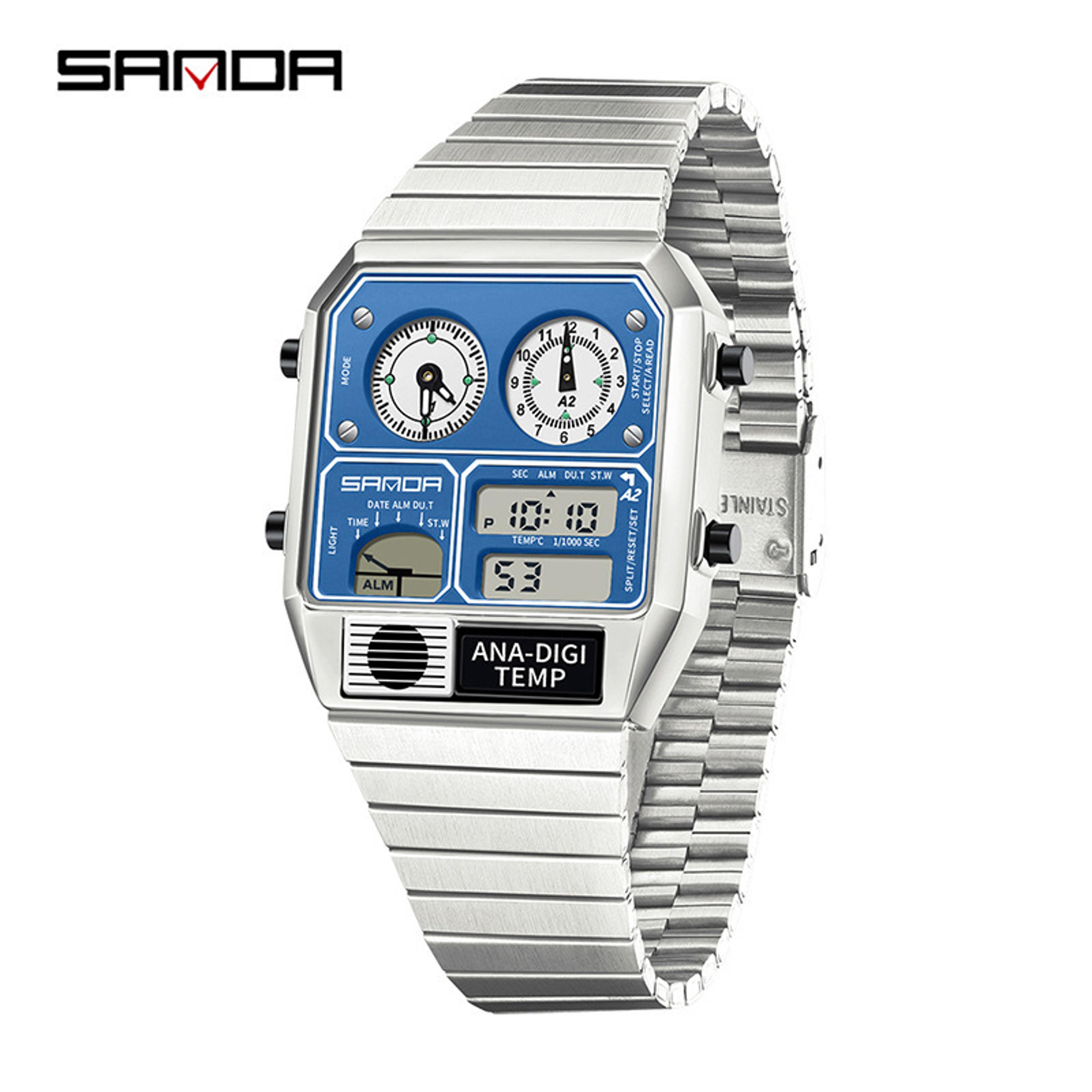 Square Digital Watch For Men With Thermometer Stopwatch Multifunction Sports Wristwatch 9