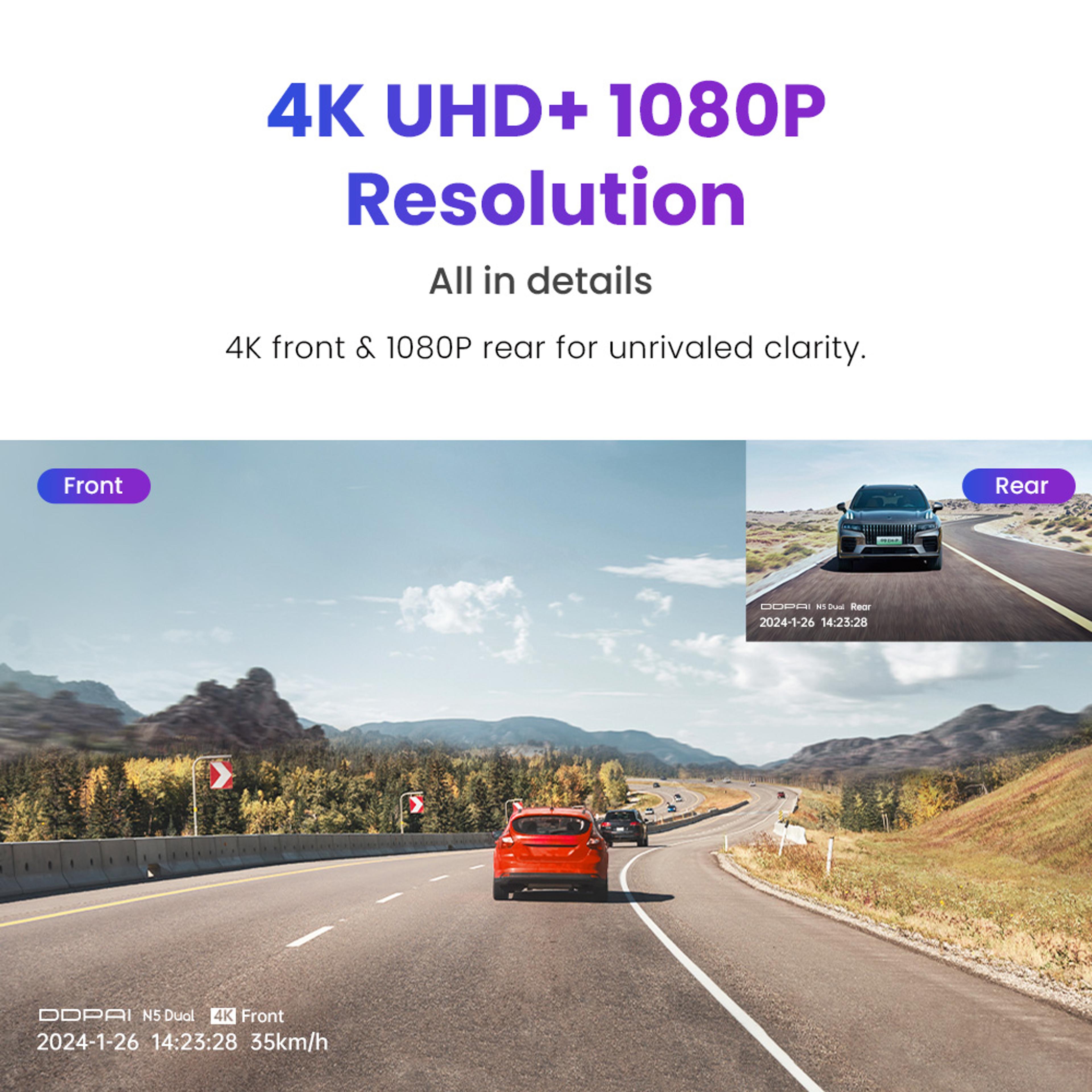 HDR Dash Cam Front Rear Camera With WiFi GPS ADAS Night Vision 1
