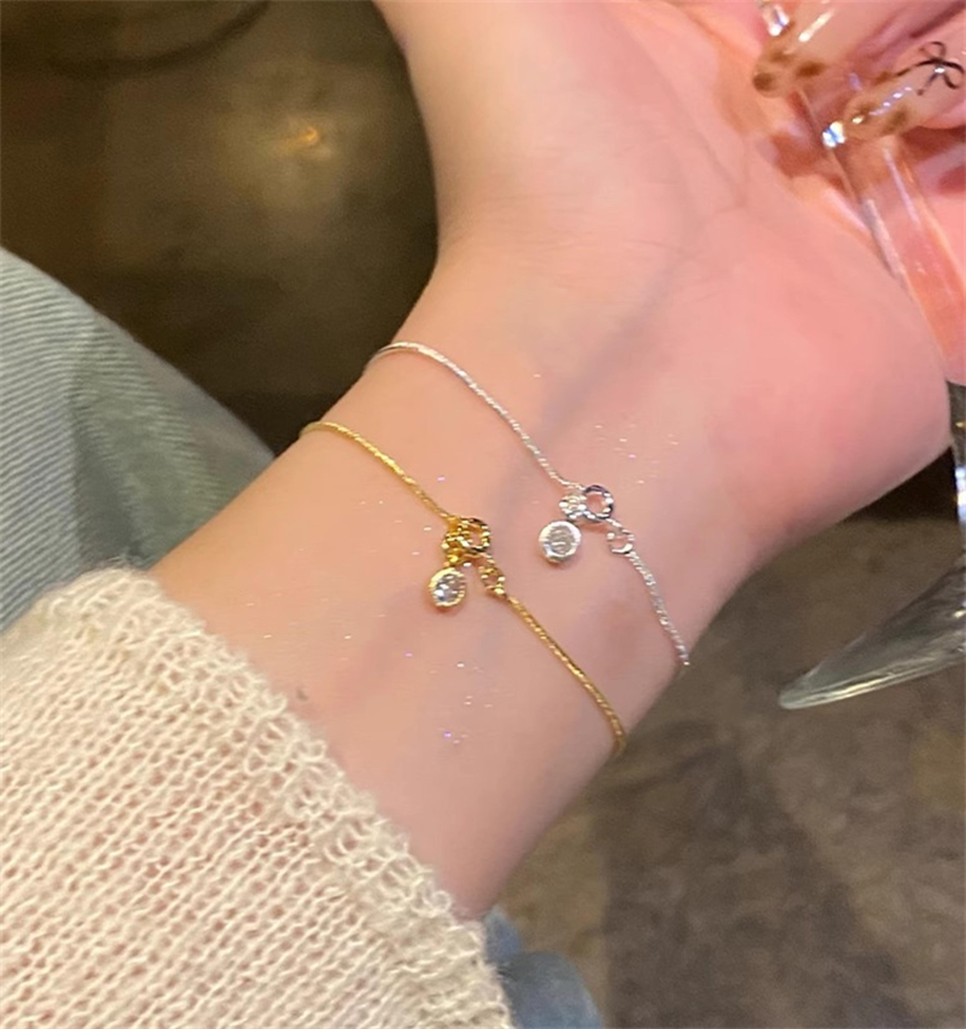 Luxury Zircon Flower Bracelet Minimalist Floral Charm Jewelry Gift For Women 5