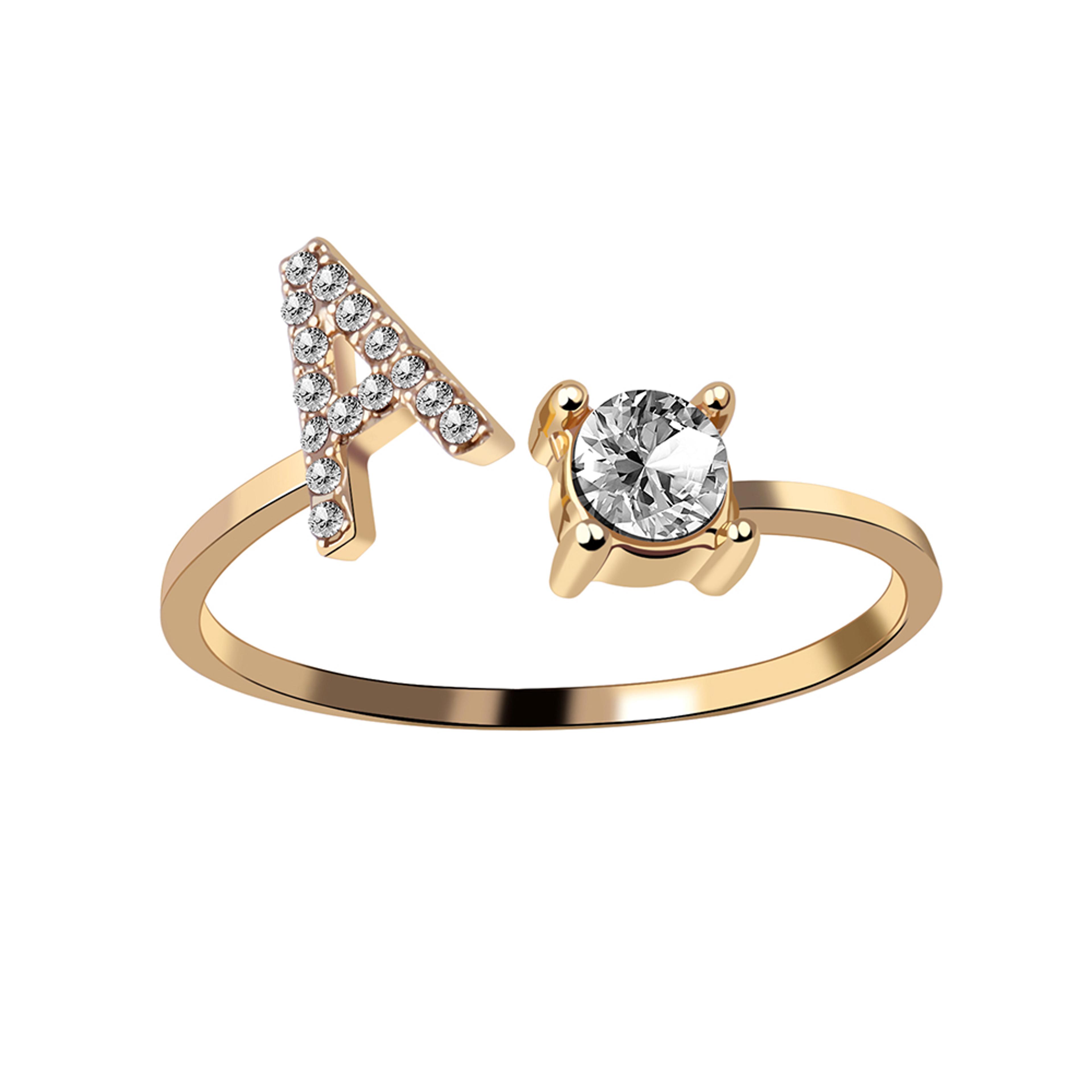 Fashion Initials AZ Letter Ring Women Classic Gold Color Silver Color Opening Finger Ring For Party 9