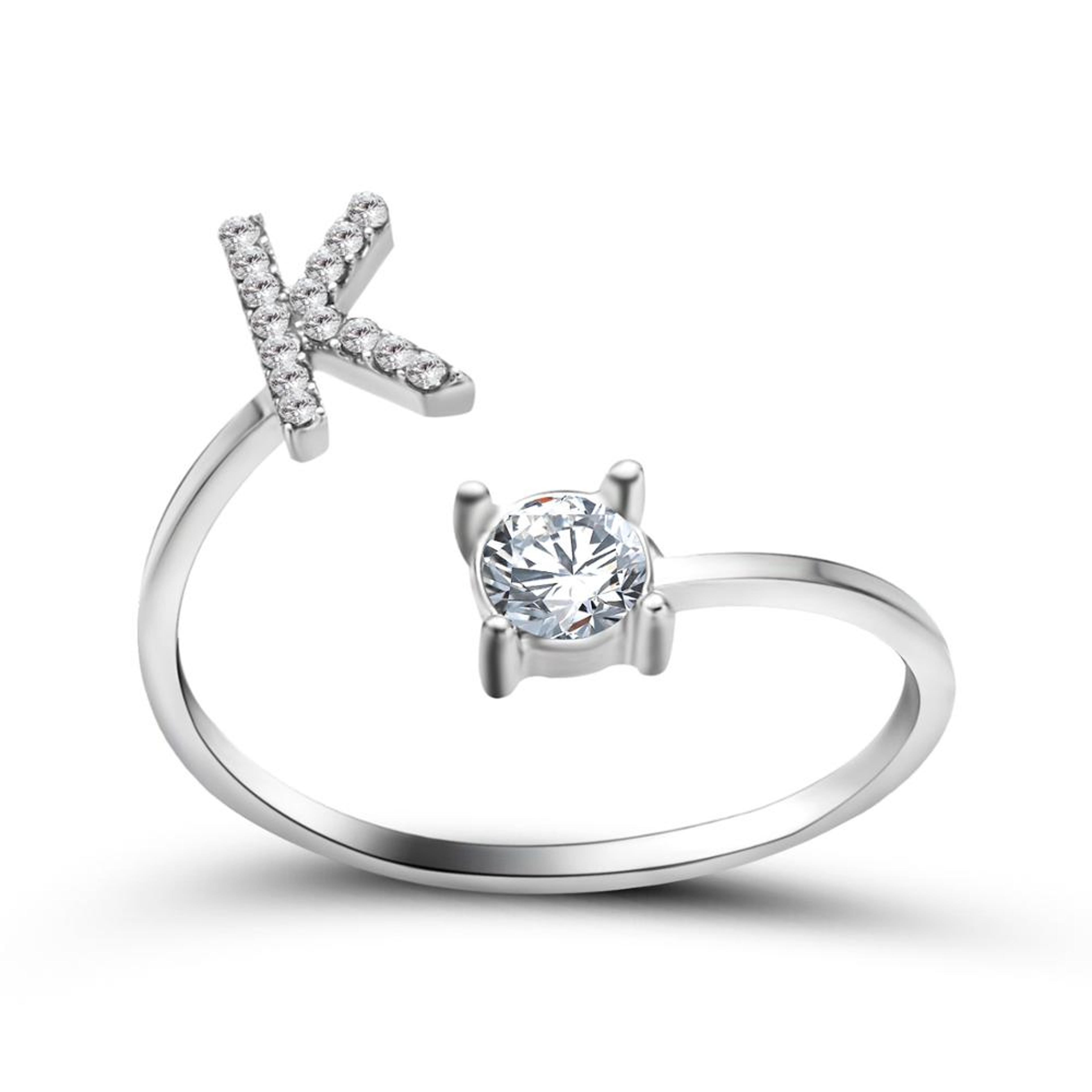 Fashion Initials AZ Letter Ring Women Classic Gold Color Silver Color Opening Finger Ring For Party 21