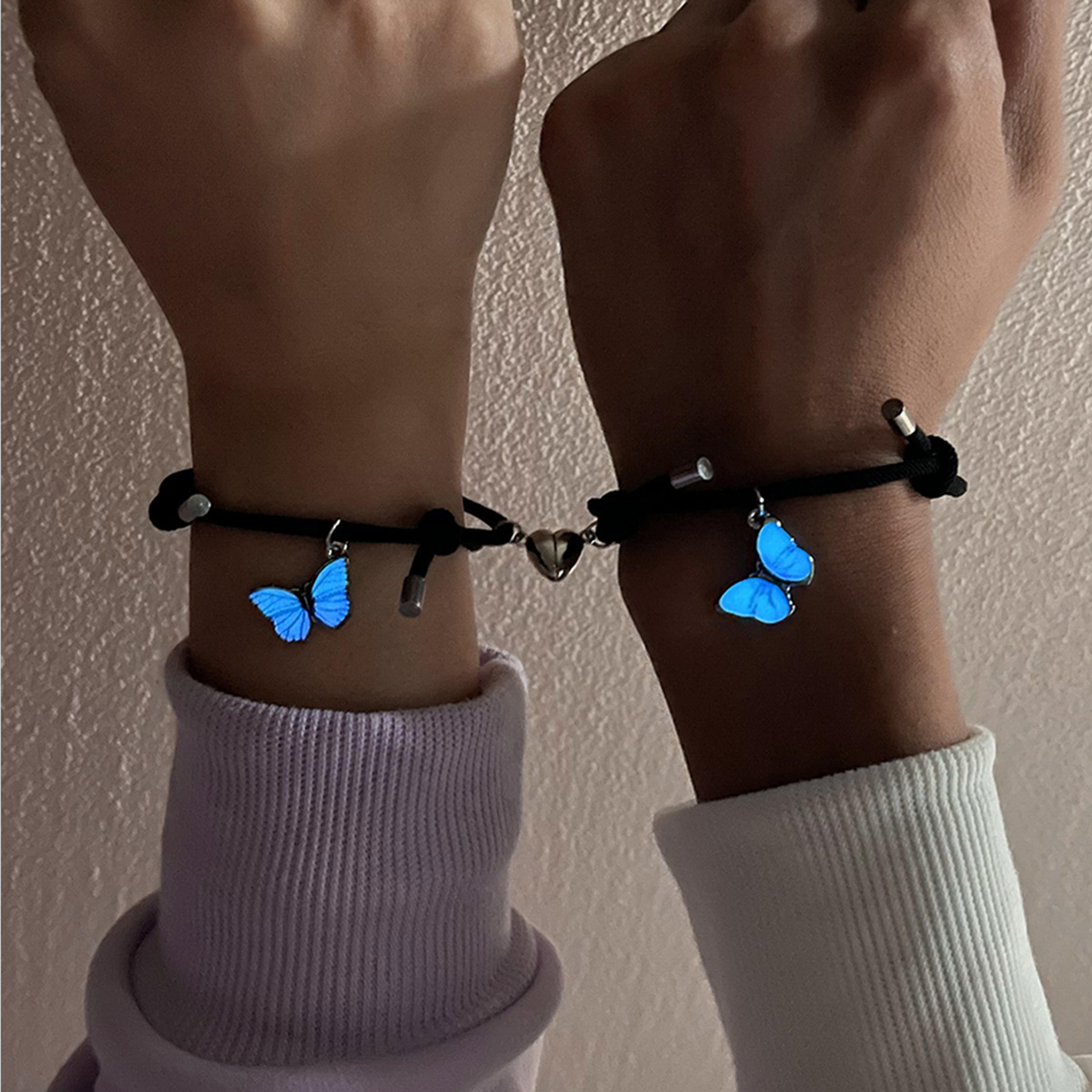 Butterfly Couples Luminous Bracelet Set Romantic Lover Charm Friendship Jewelry Gift 15
