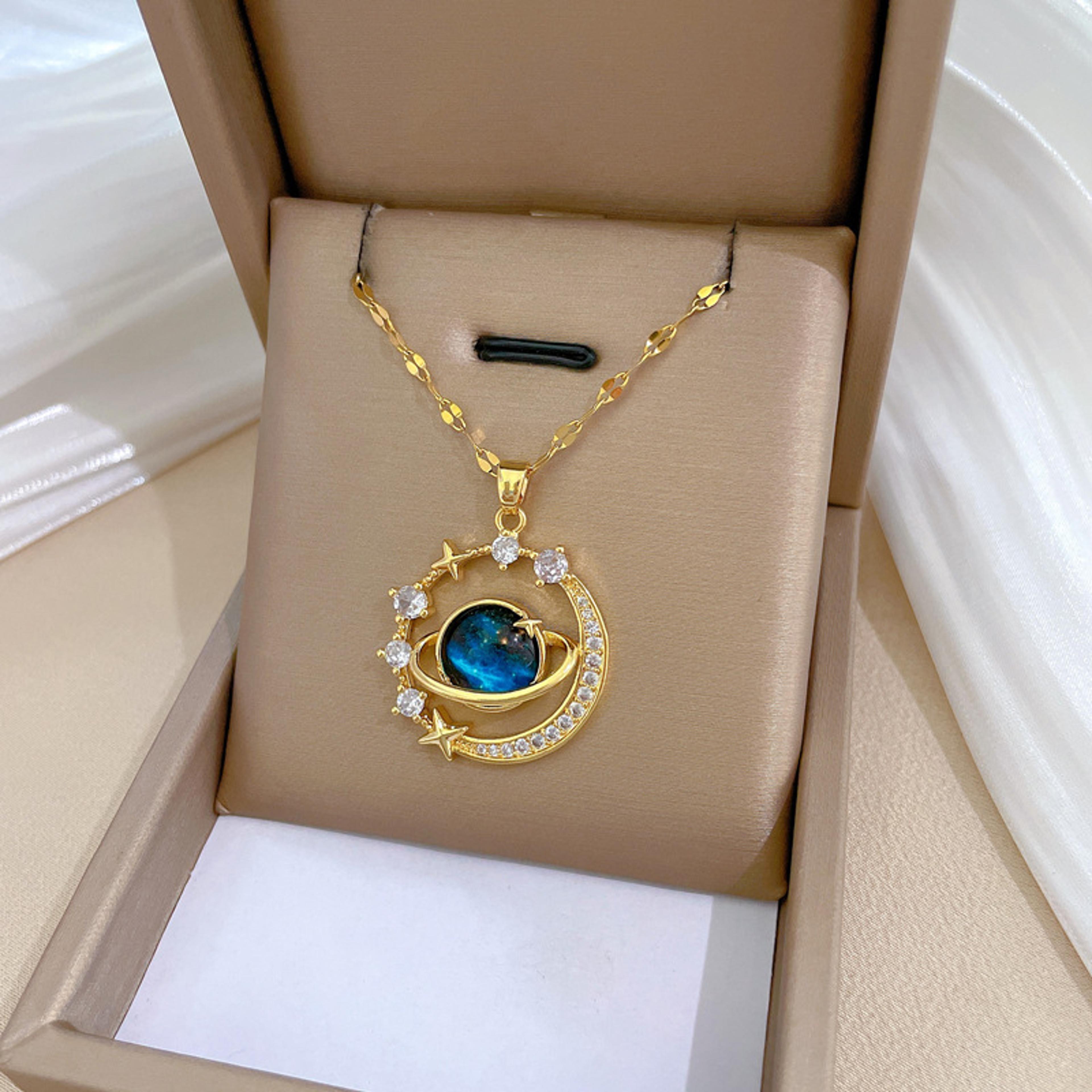 Stainless Steel Sun Moon Star Pendant Necklace For Women Elegant Planet Clavicle Chain Jewelry Gift 4