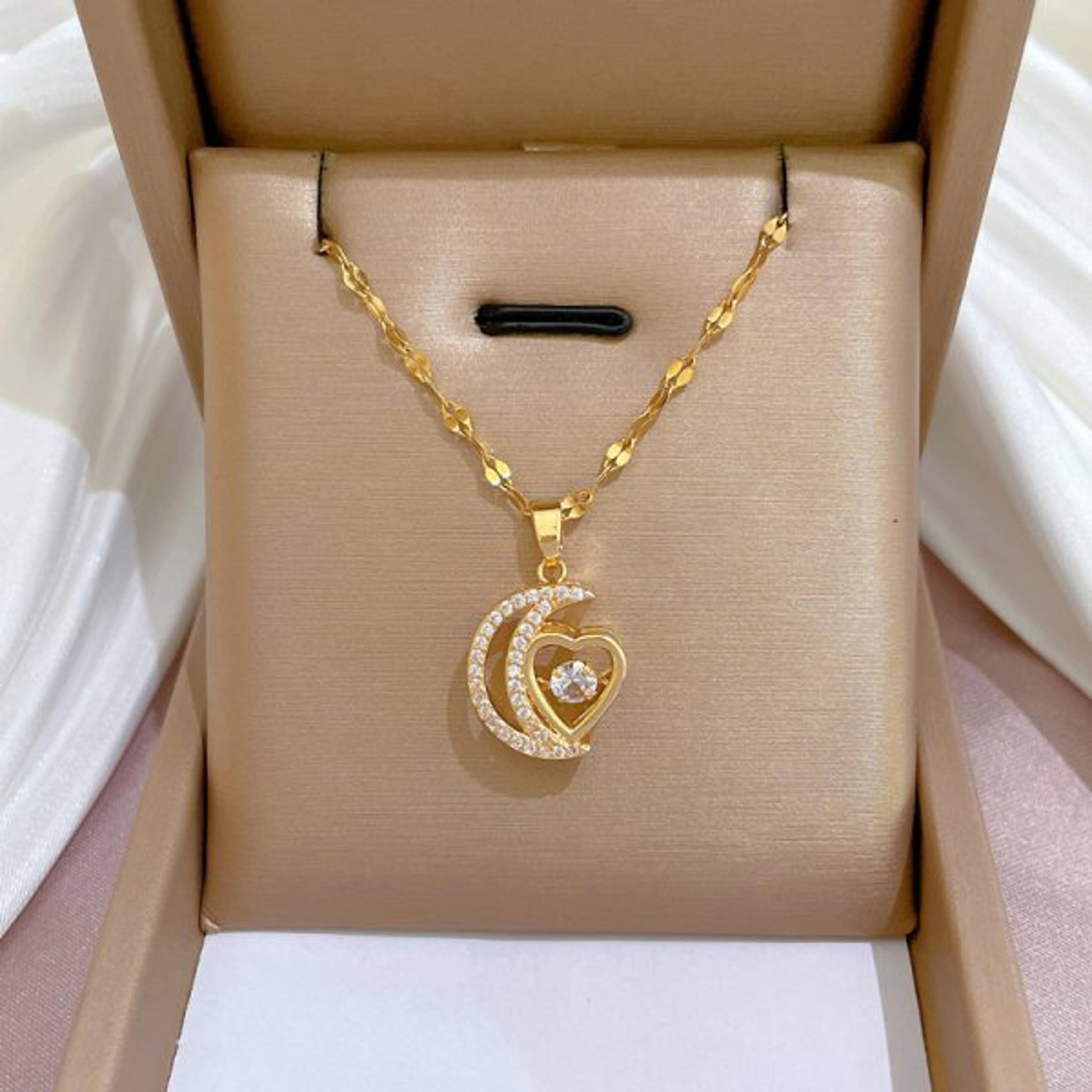 Stainless Steel Sun Moon Star Pendant Necklace For Women Elegant Planet Clavicle Chain Jewelry Gift 9