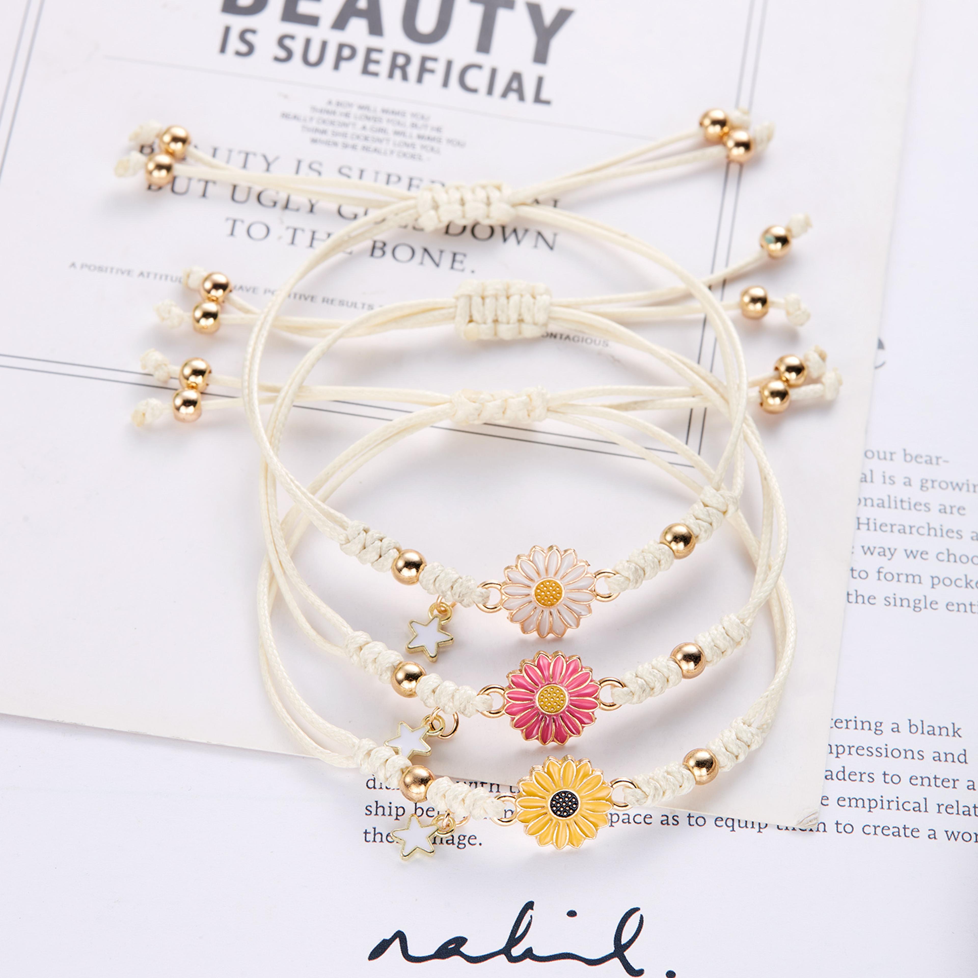 Boho Handmade Star Daisy Bracelet For Women Cute Friendship Rope Jewelry Gift 3