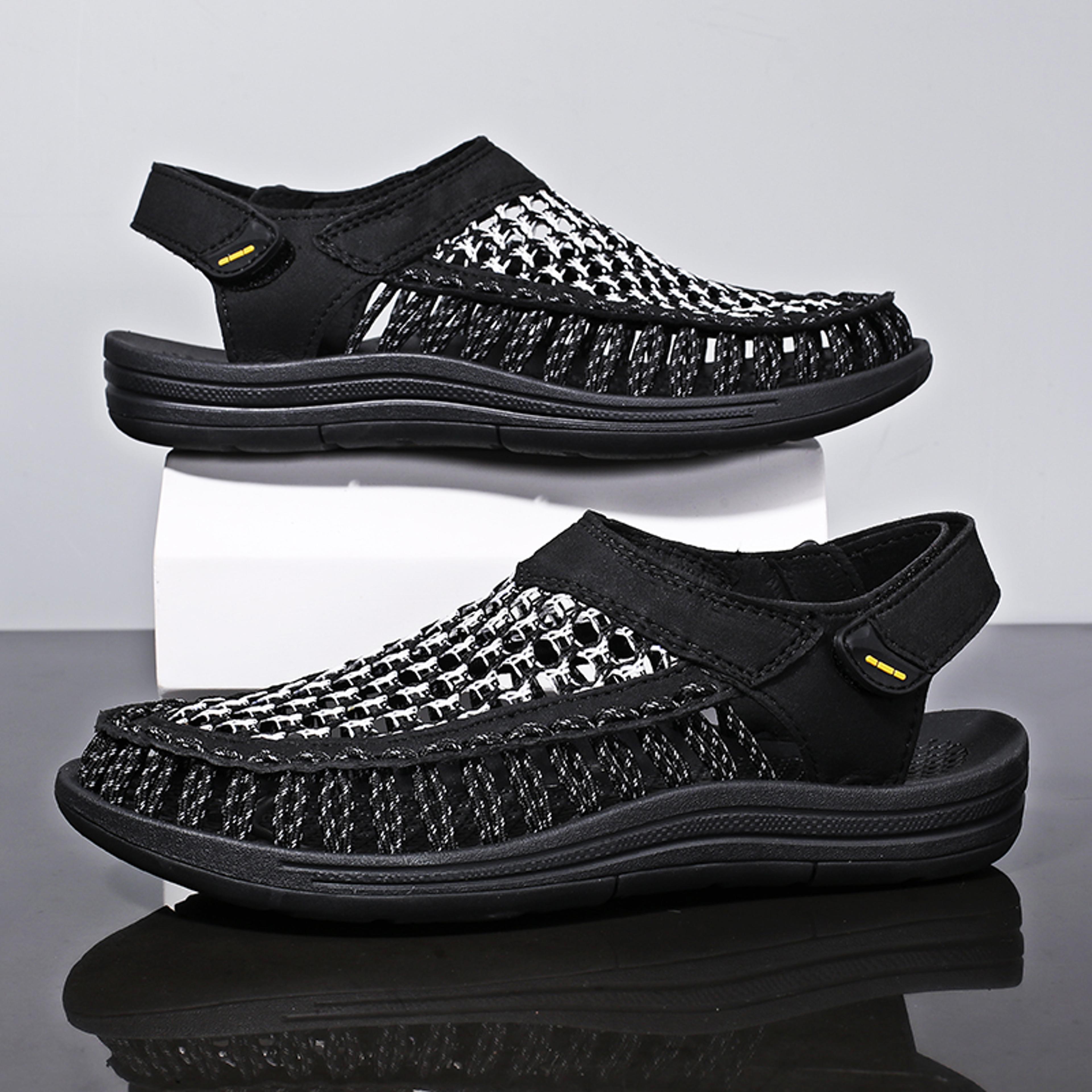 mens hand woven summer sandals breathable casual outdoor beach sandals