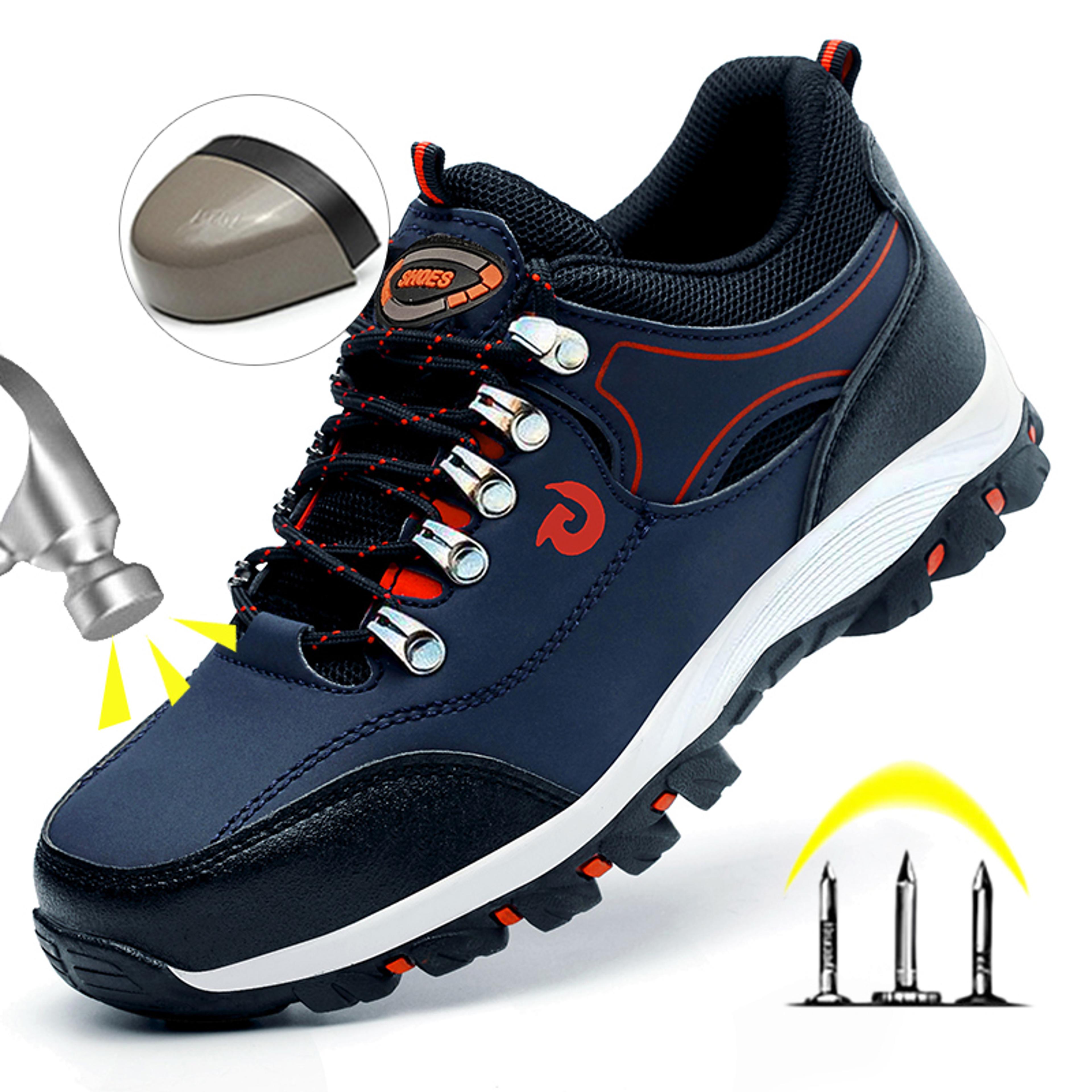 mens steel toe work shoes puncture resistant safety sneakers for jobsite protection
