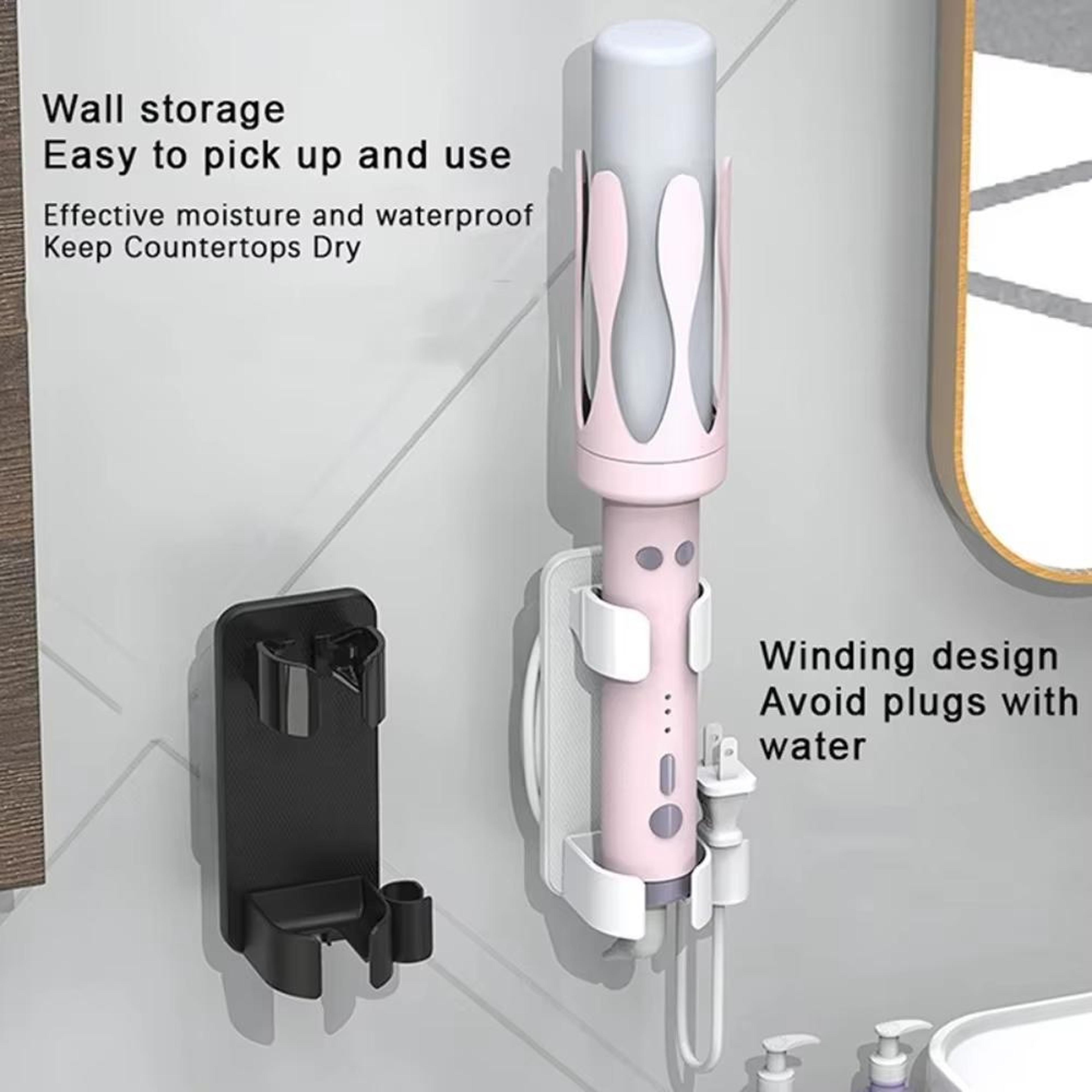 Wall Mounted Curling Iron Holder With Cord Organizer And Adjustable Clamp 2