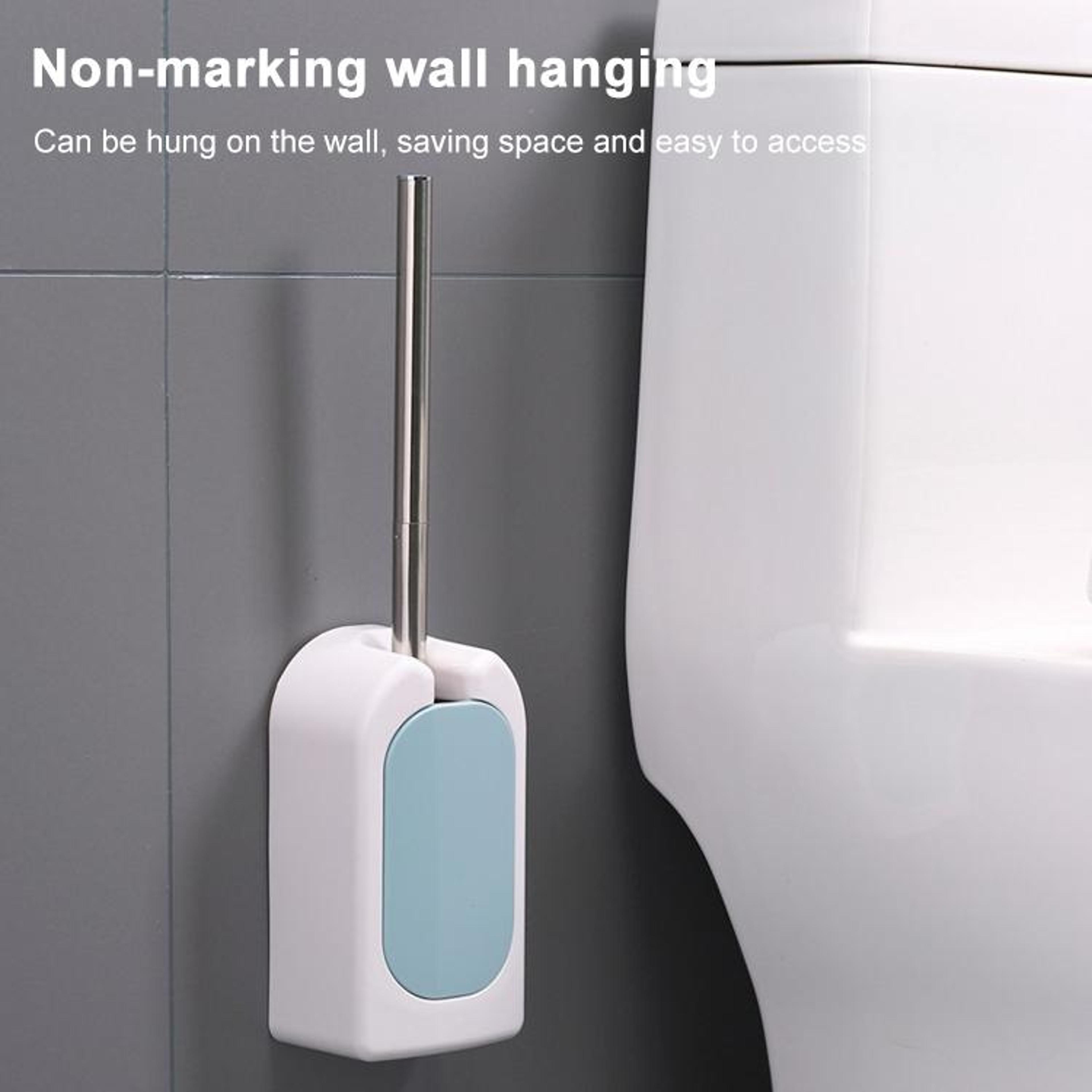Wall Mounted Toilet Brush Set With Long Handle Soft Bristles  Hygienic Holder 10
