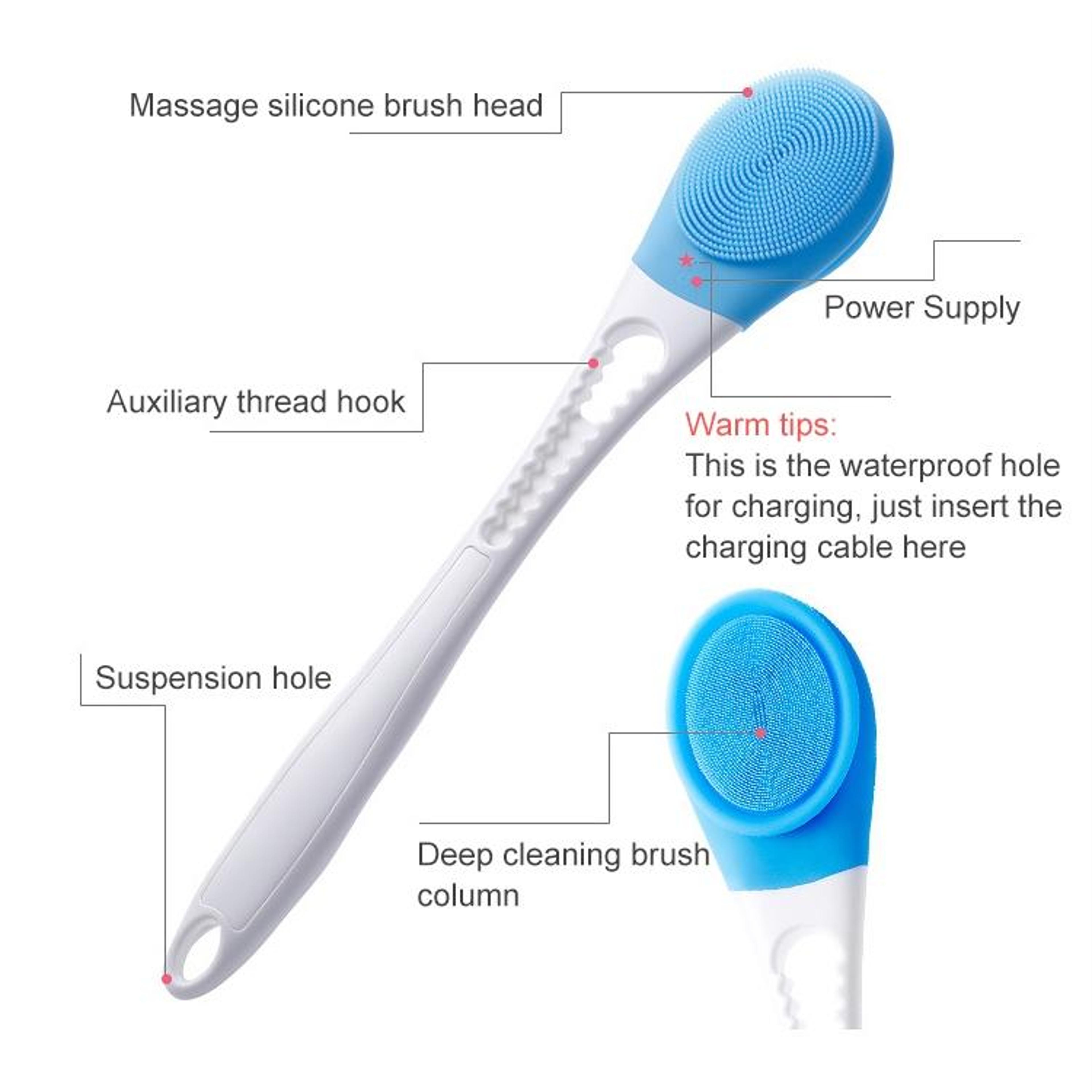 Electric Silicone Bath Massage Brush Long Handle Body Scrubber For Deep Clean  Relaxation 6