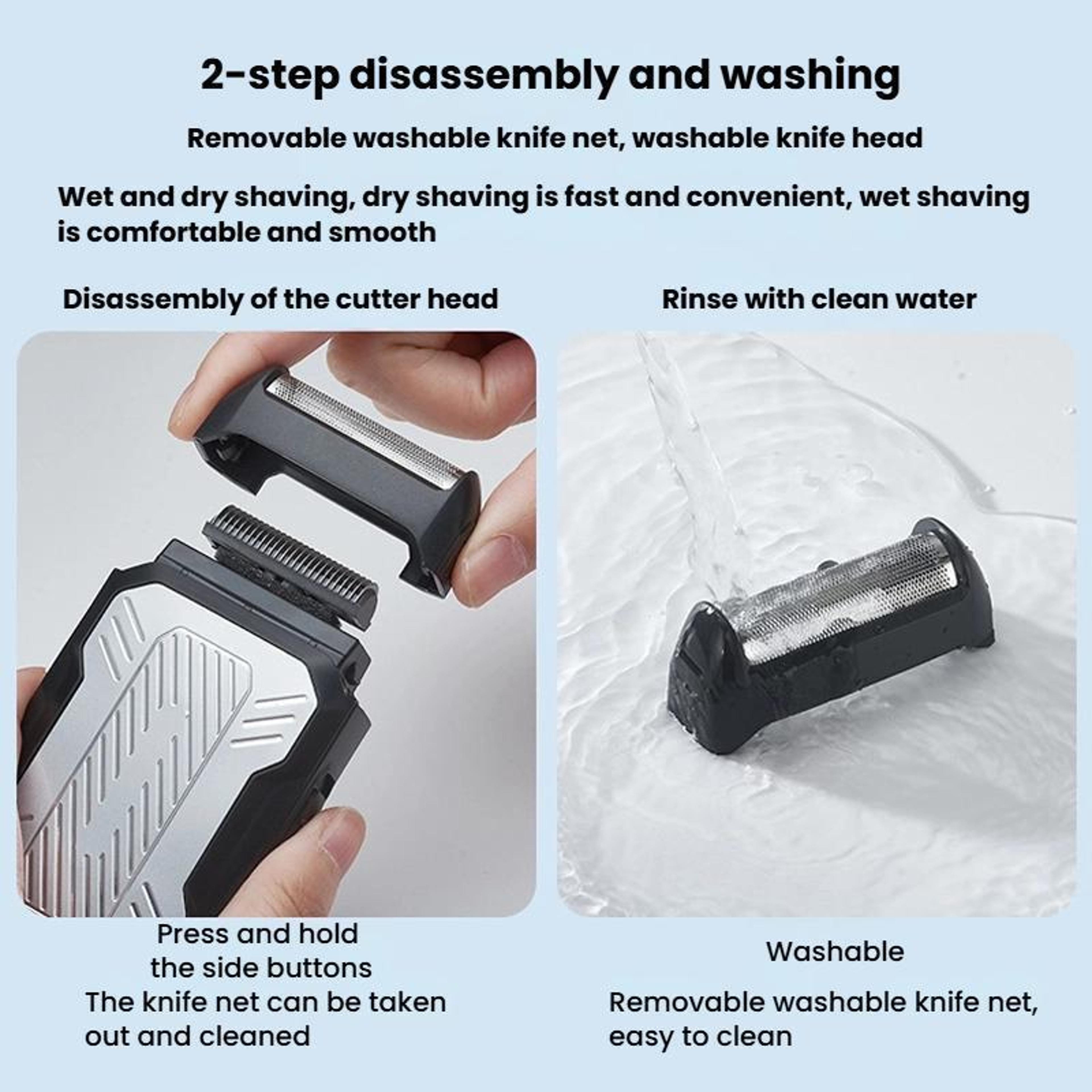 Rechargeable Electric Shaver For Men Wet Dry Razor With Pop Up Trimmer  Type C Charging 9