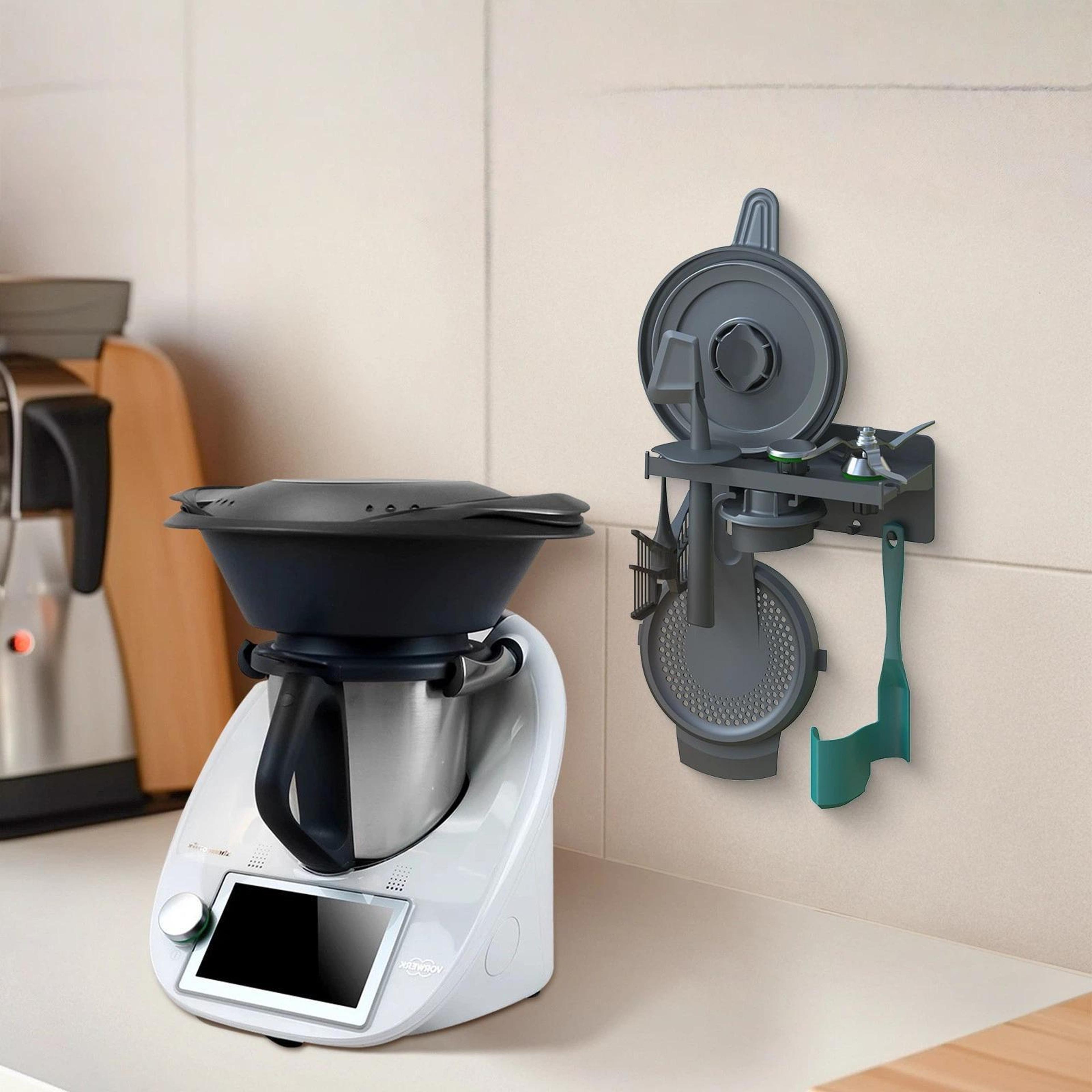 Thermomix Wall Mount Organizer Shelf With Hooks Space Saving Rack 0