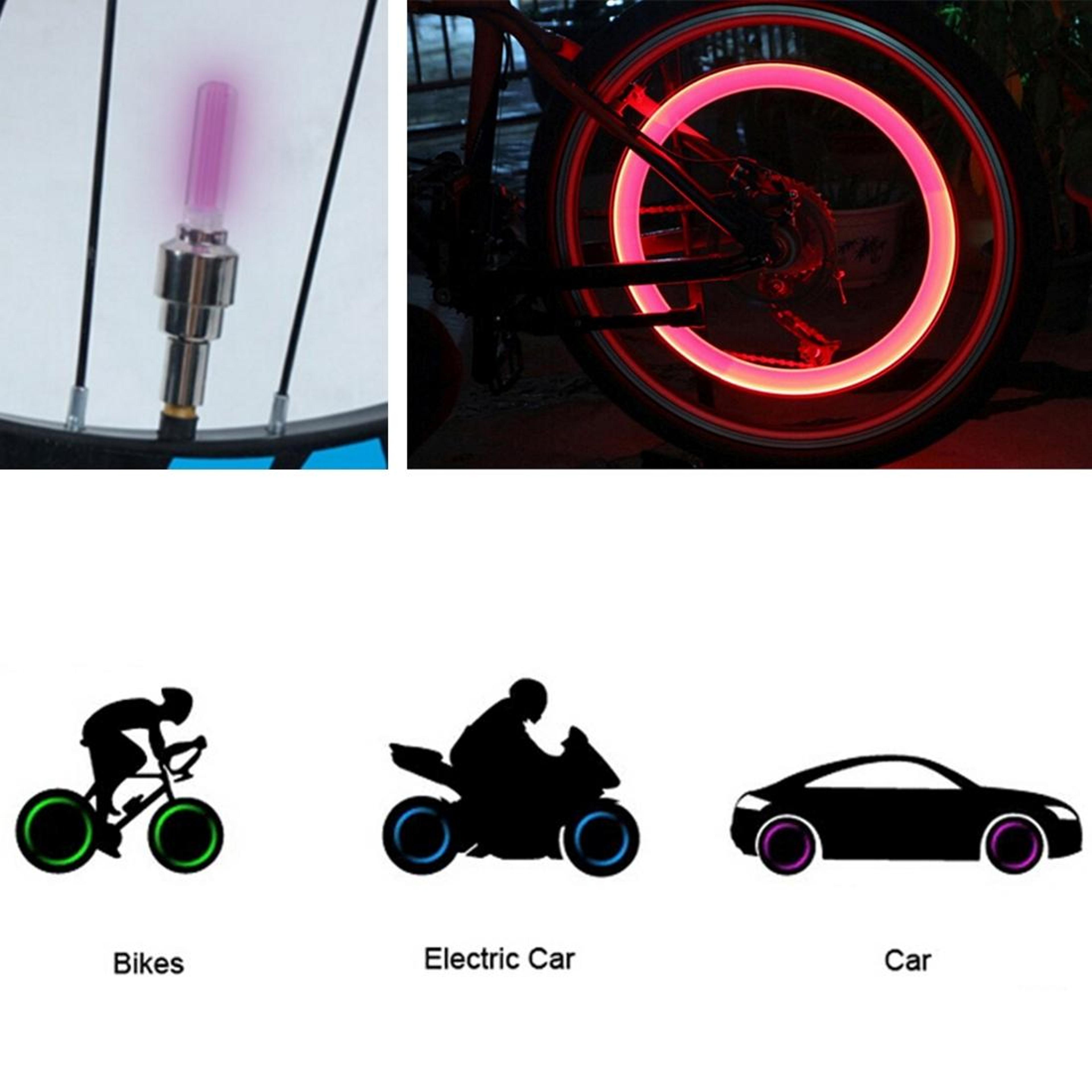 LED Tire Valve Lights For Cars Bikes  Motorcycles Night Safety Wheel Lights 6