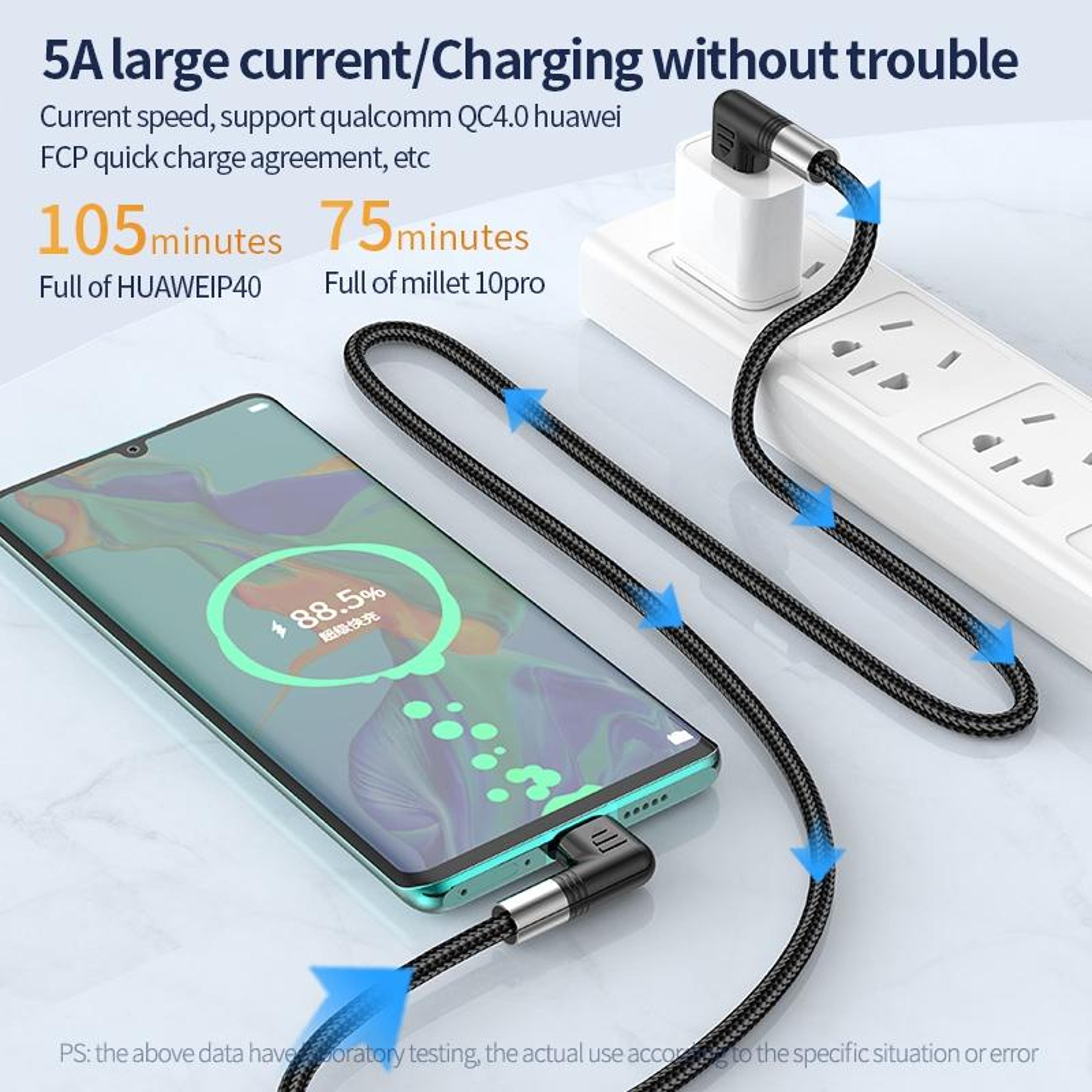 100W USB C Fast Charging Cable With Dual 90 Elbow Design For Gaming  Data Transfer 7