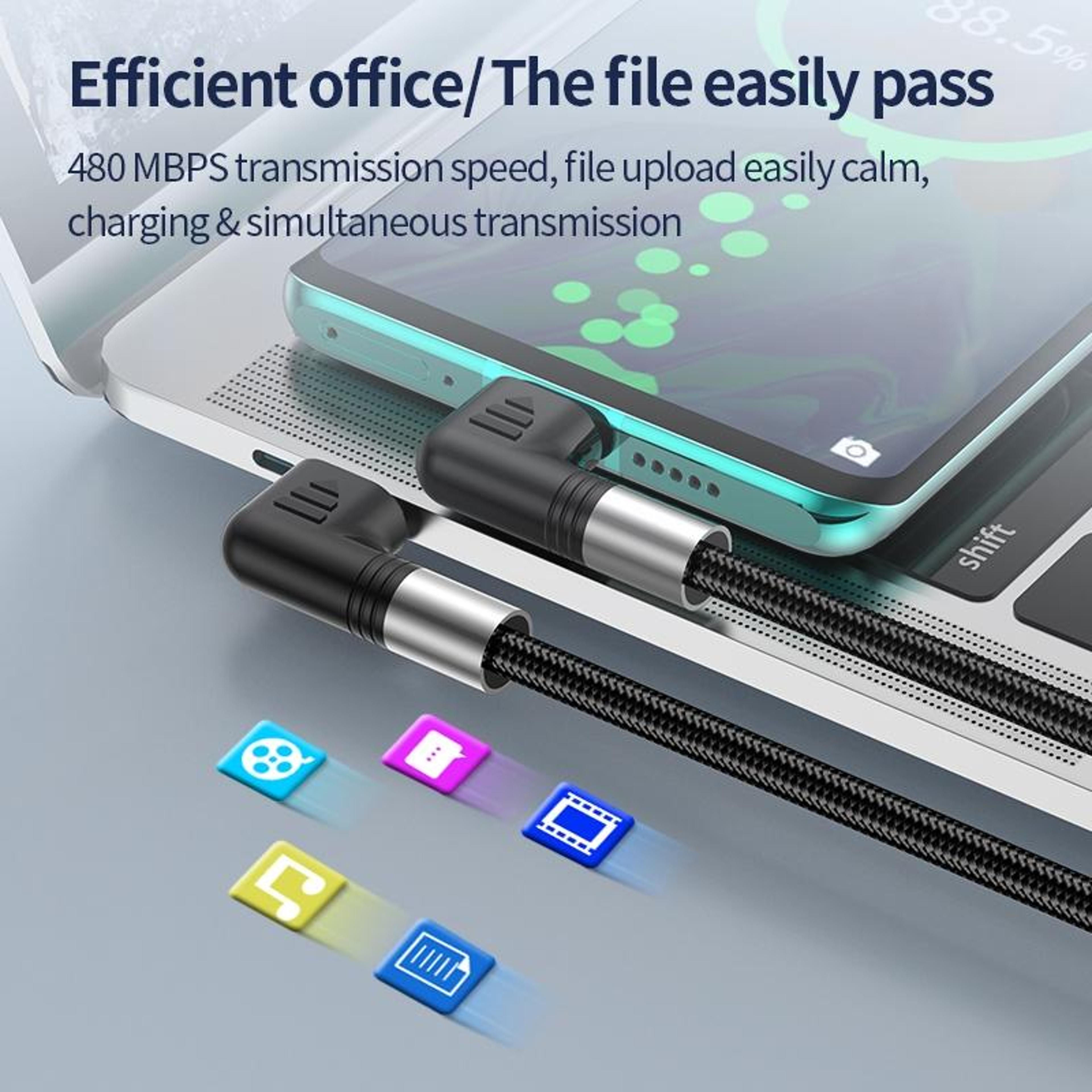 100W USB C Fast Charging Cable With Dual 90 Elbow Design For Gaming  Data Transfer 8