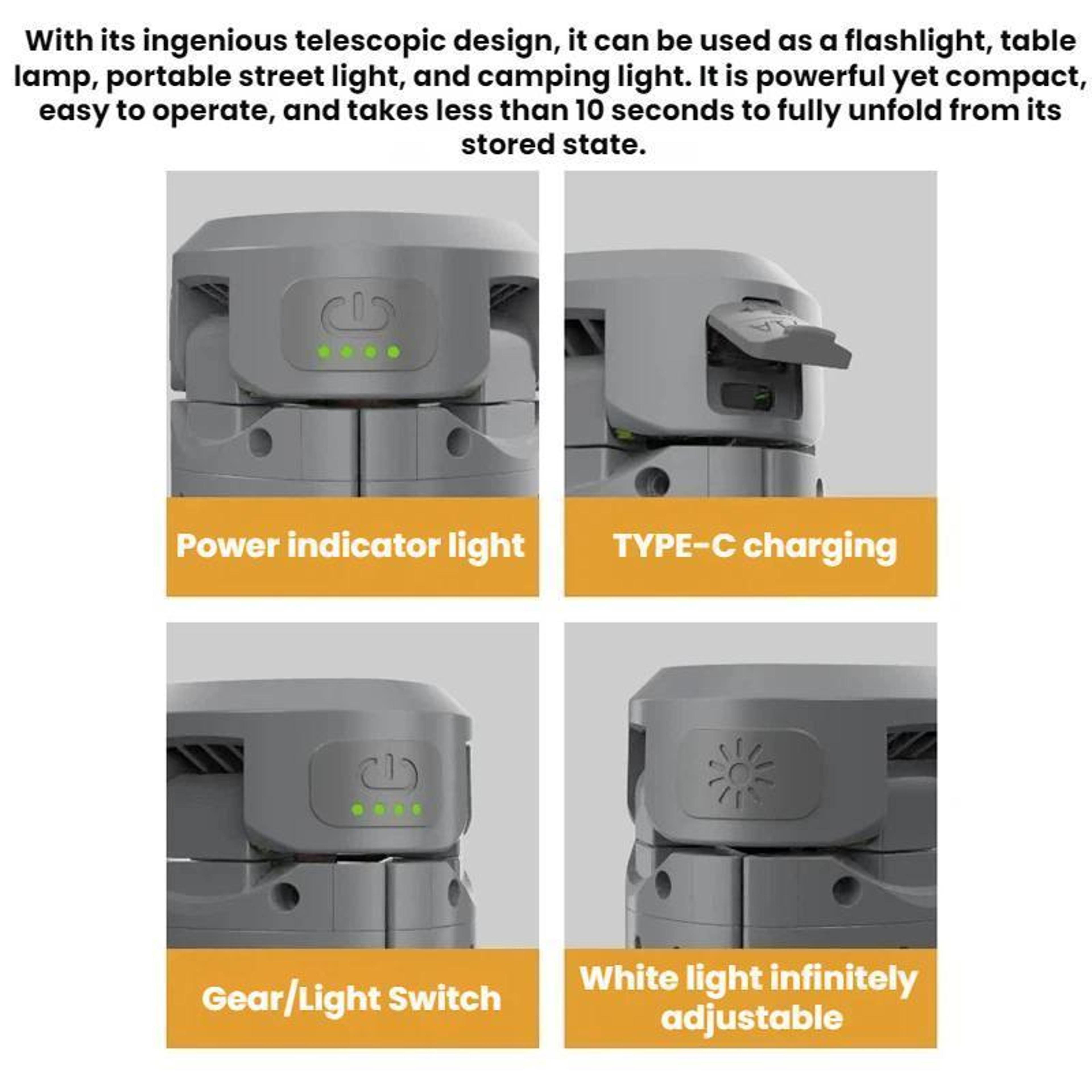 720 Rotating LED Camping Lantern With Foldable Tripod Light  USB Rechargeable Power Bank 2