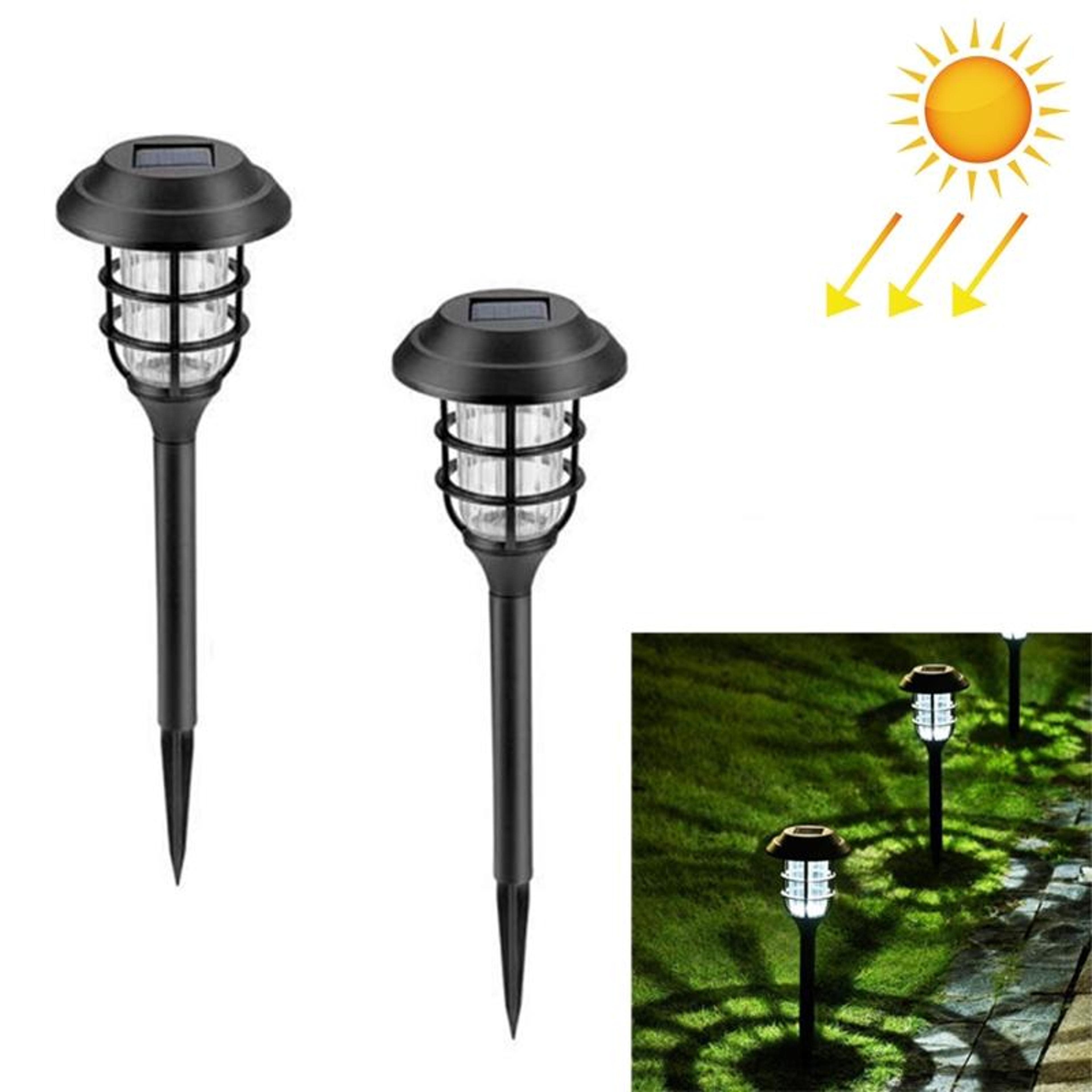 Solar LED Striped Lawn Lights Waterproof Garden Pathway Stakes 1