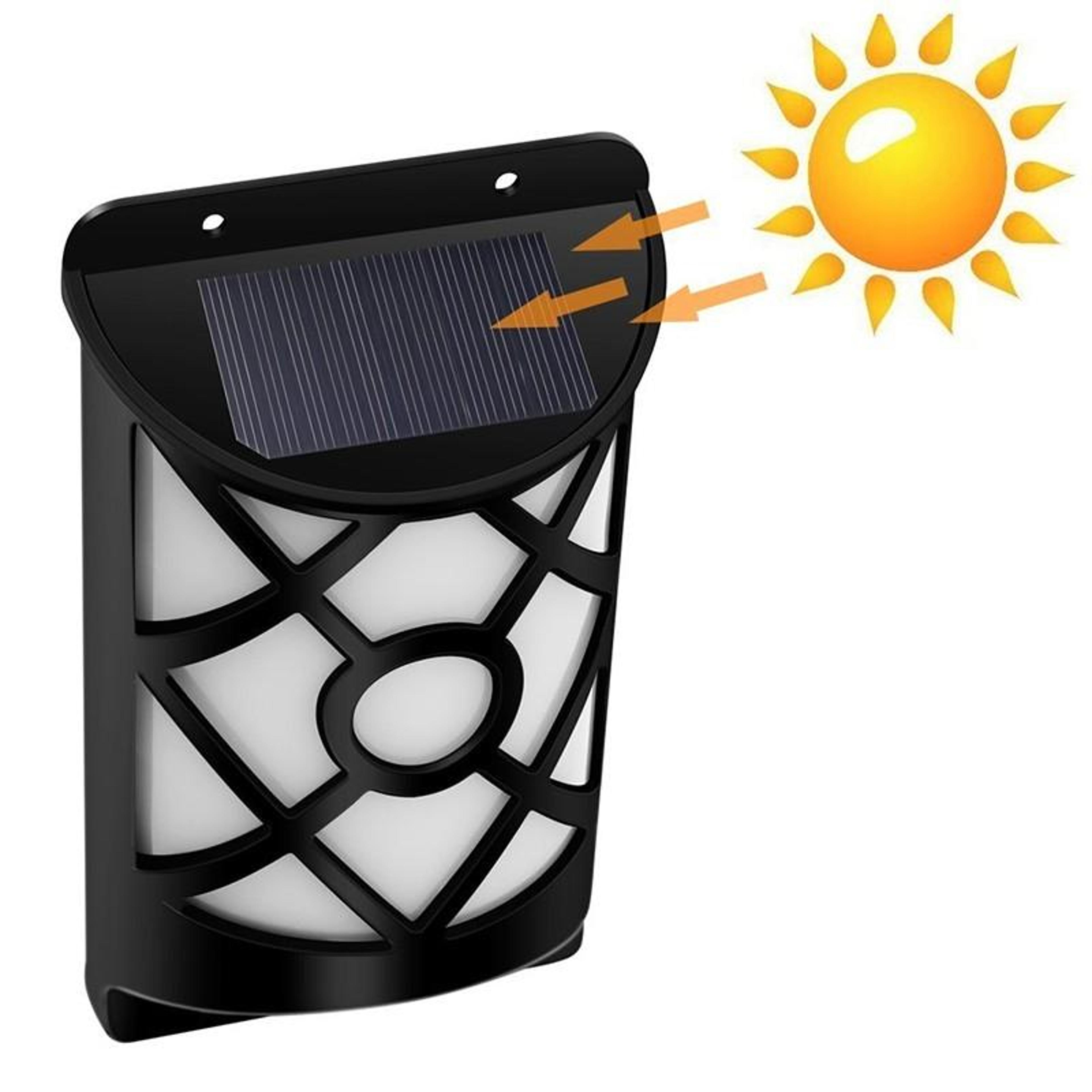 Solar Flame Motion Sensor Wall Light With 66 LEDs For Garden Patio  Outdoor Security 0