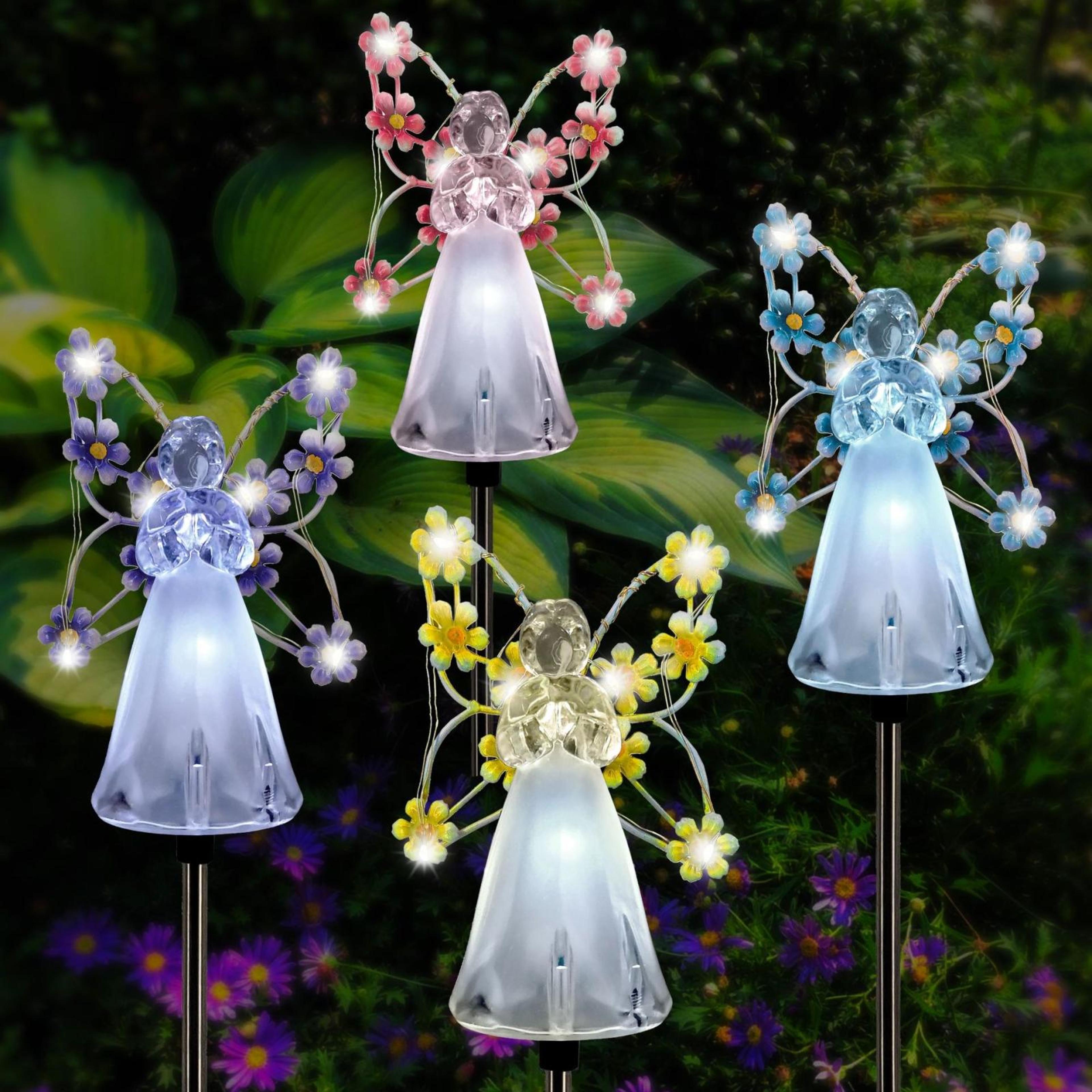 solar angel garden stake light waterproof outdoor patio decor lamp