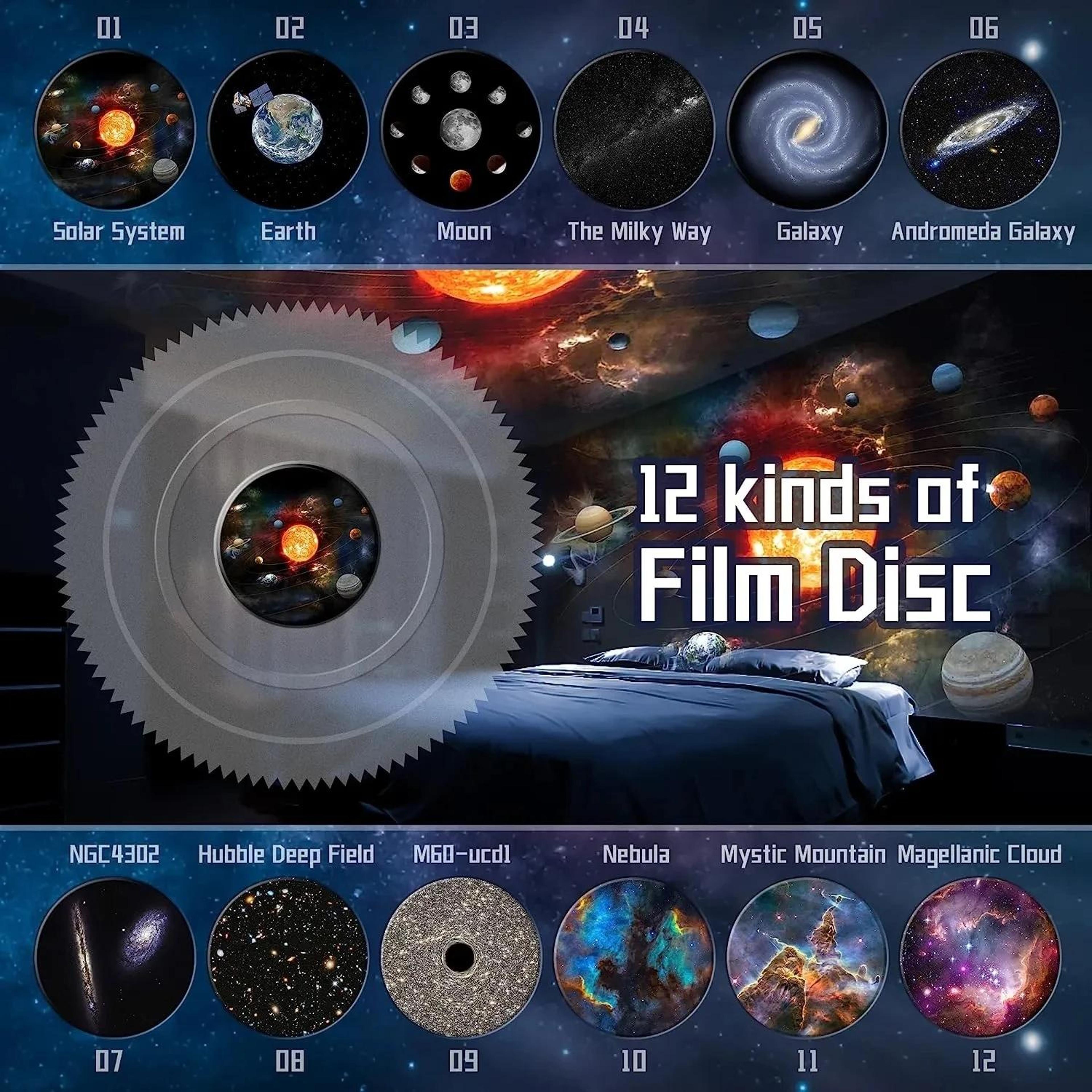 Galaxy Star Projector Night Light With 12 Space Films For Kids Bedroom Decor 3