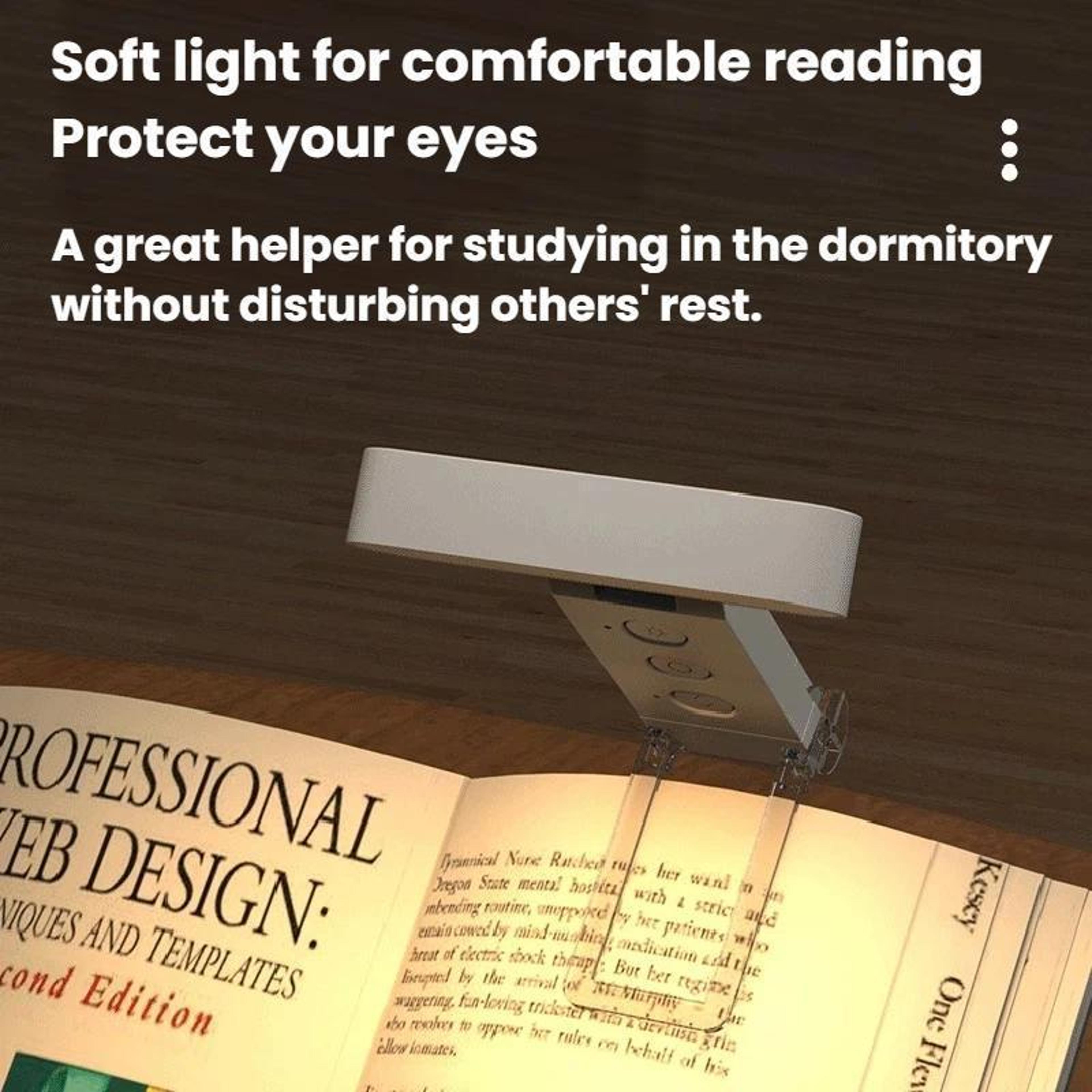 Rechargeable LED Reading Light Clip Bookmark Lamp With Adjustable Brightness  Eye Care Modes 5