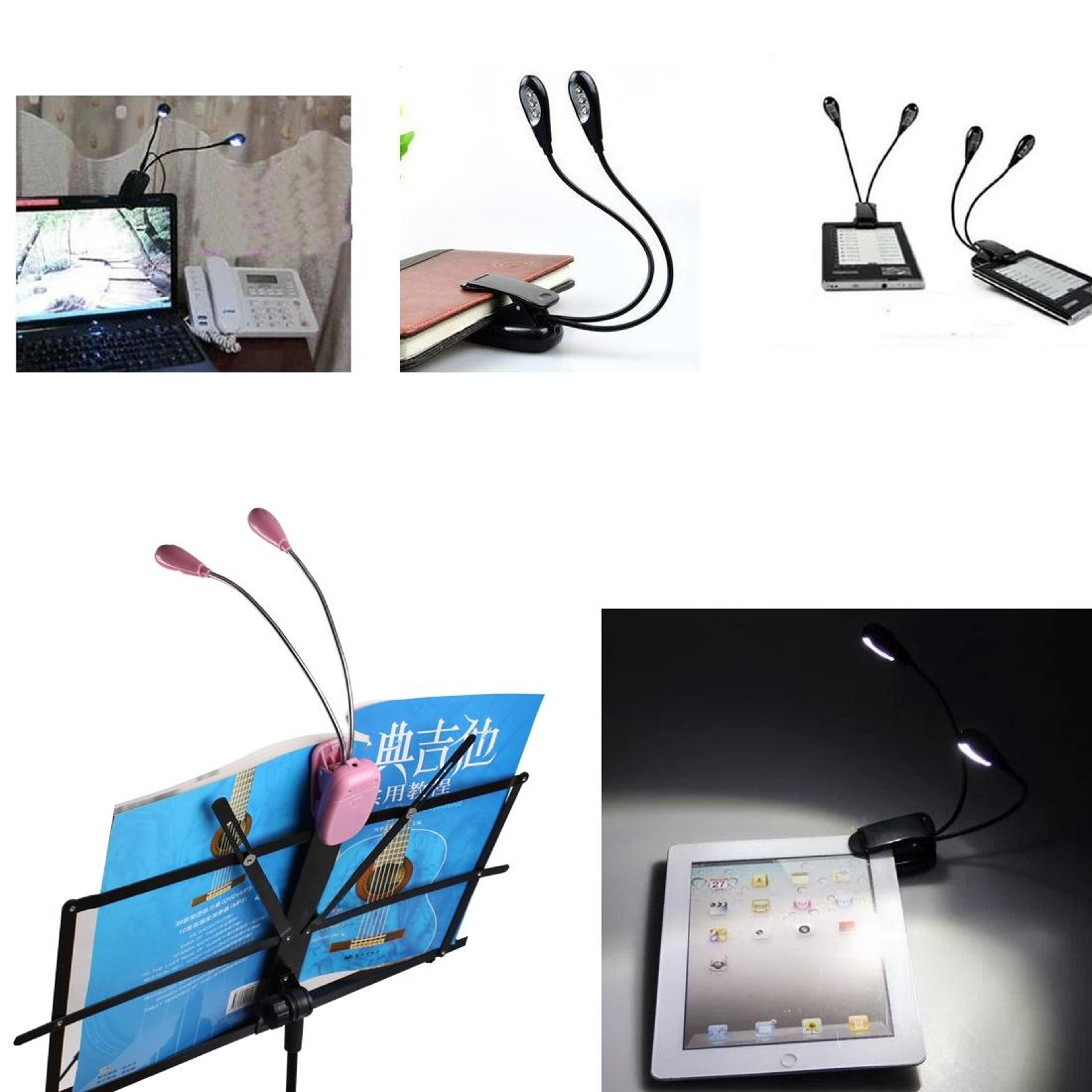 FlexGlow Dual Arm LED Book Light Clip On Reading Lamp For Books Laptops  Travel 7