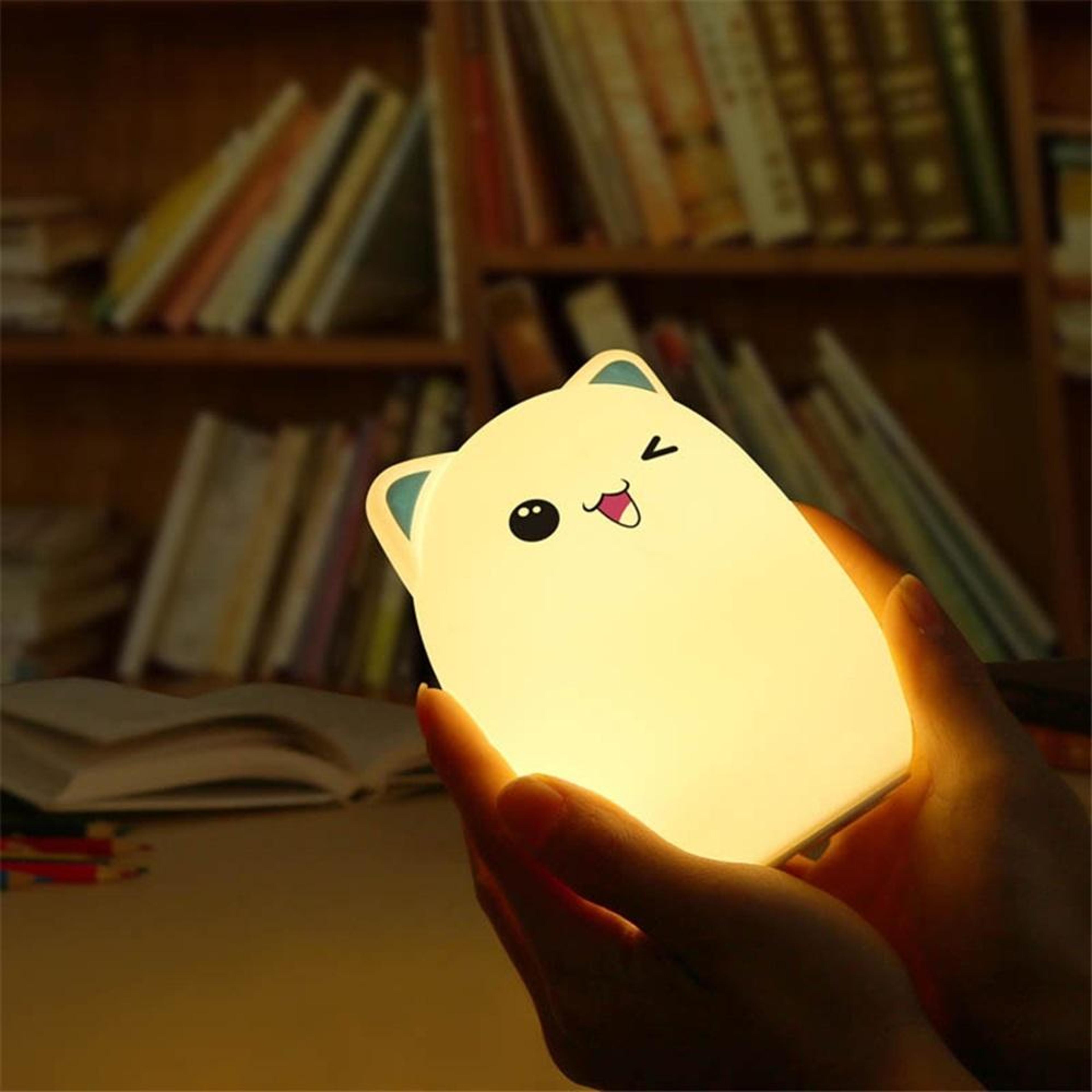 Color Changing Cat Night Light USB Rechargeable Silicone LED Lamp For Kids Bedroom Decor 7