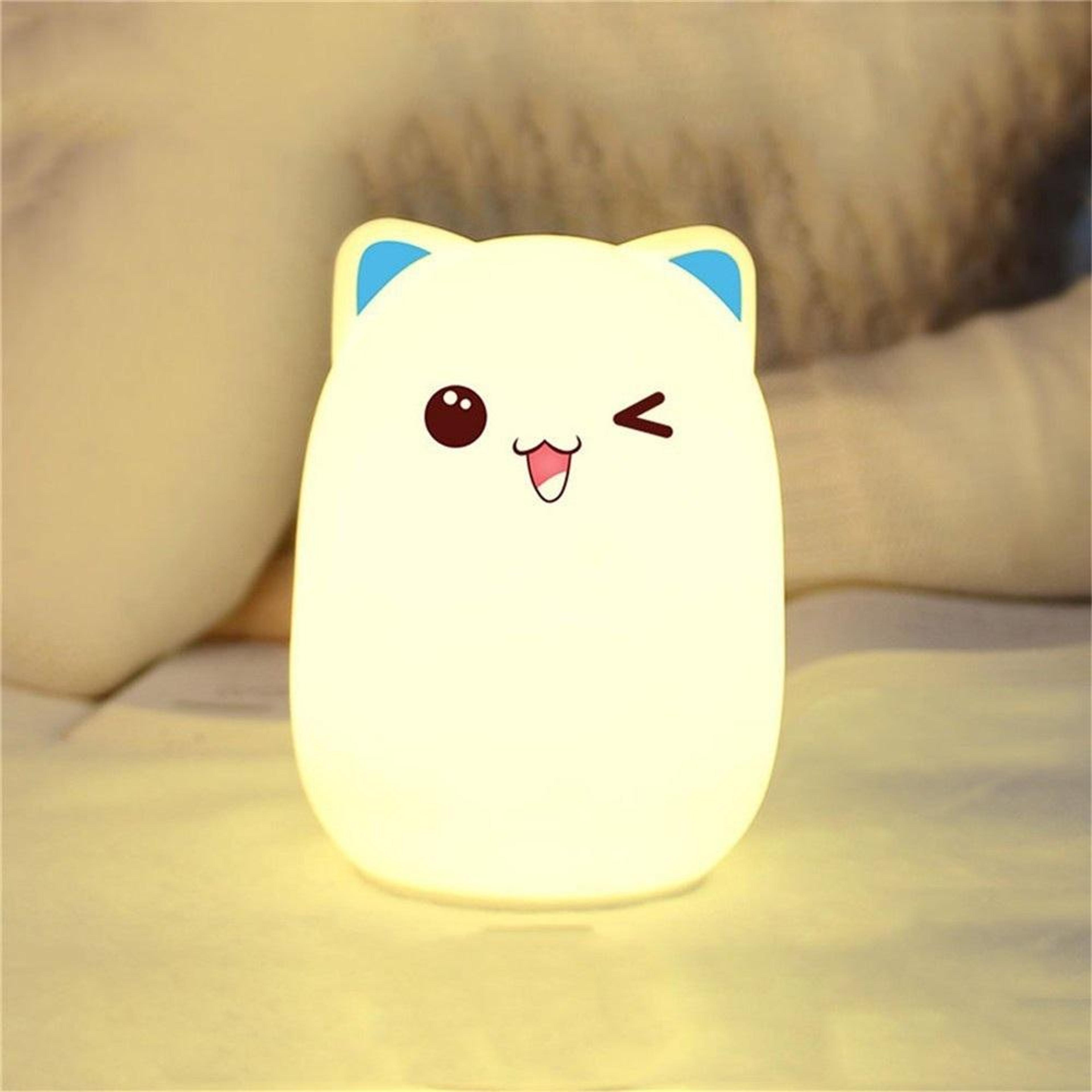 Color Changing Cat Night Light USB Rechargeable Silicone LED Lamp For Kids Bedroom Decor 8