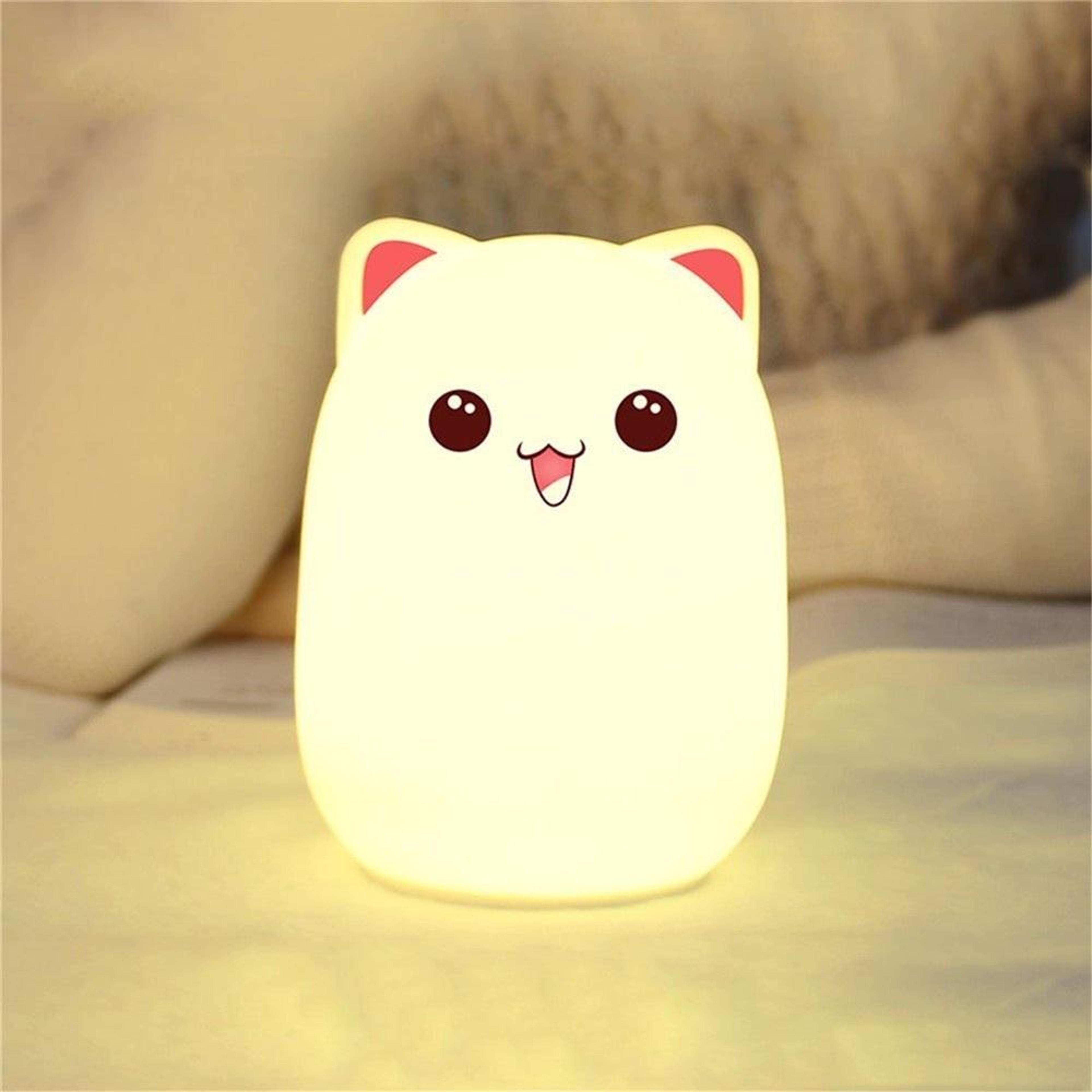 Color Changing Cat Night Light USB Rechargeable Silicone LED Lamp For Kids Bedroom Decor 5