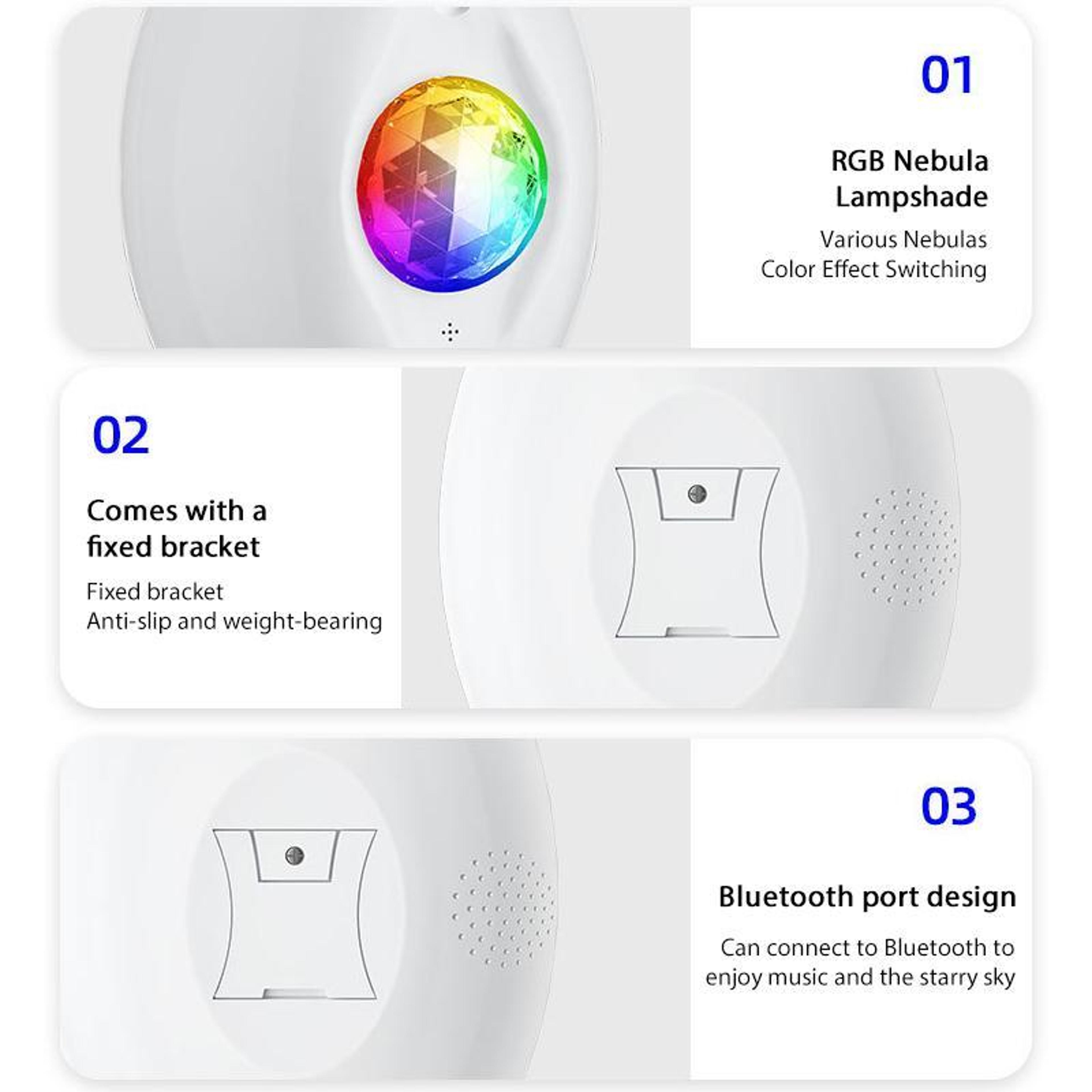 AuroraGlow Galaxy Projector Night Light With Bluetooth Speaker  Remote Control 5