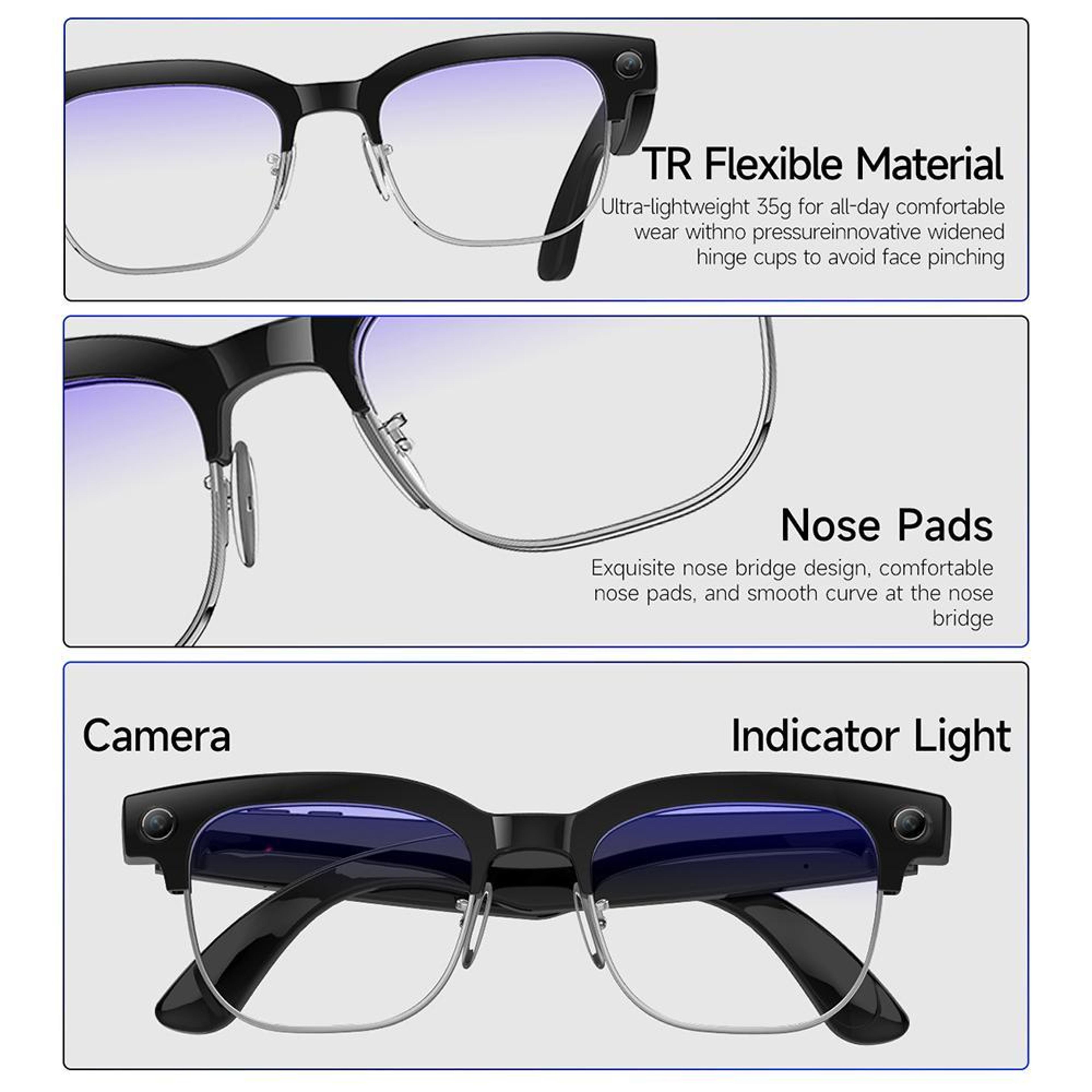 AI Smart Glasses With 8MP Camera Real Time Translation  Bluetooth Calling 13