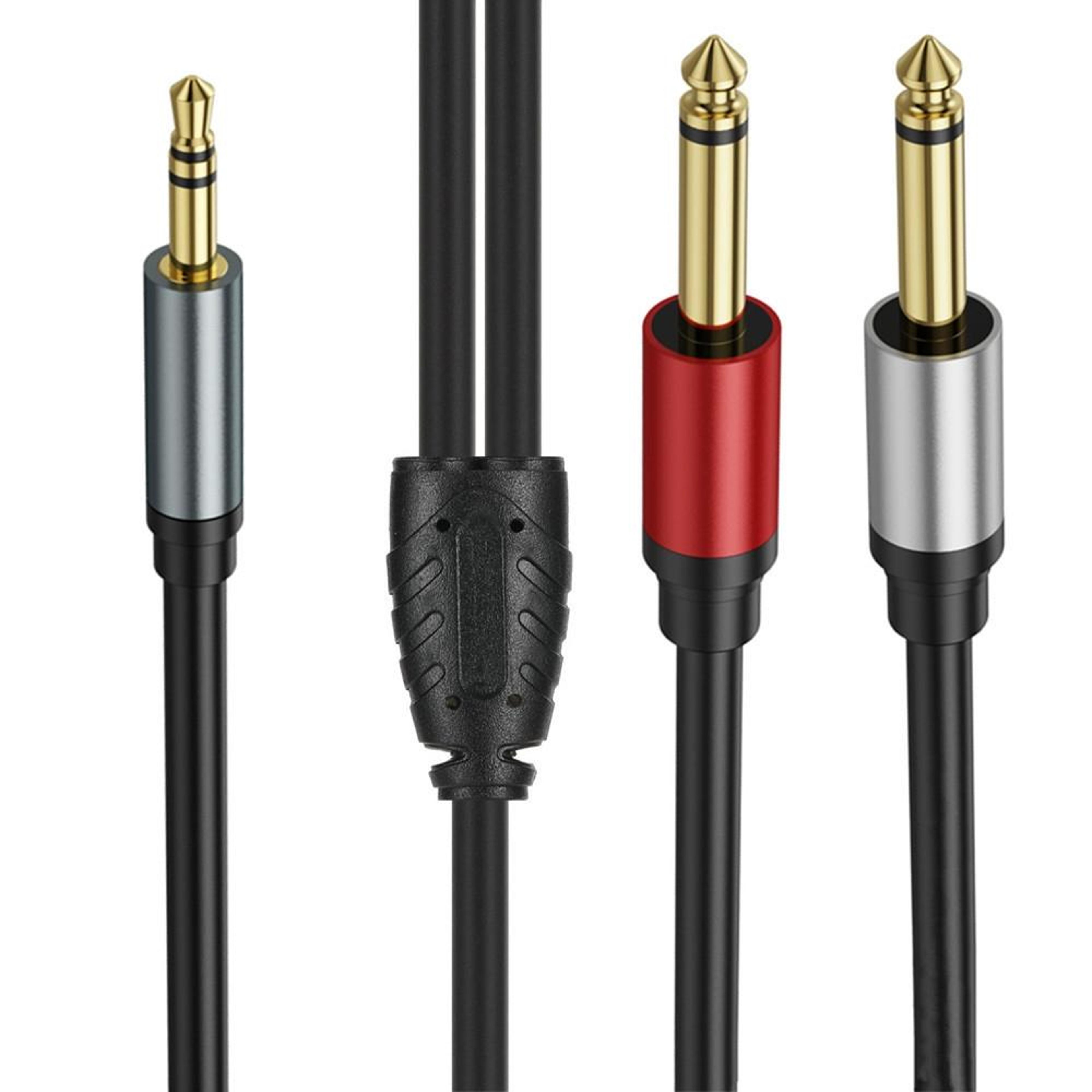 Gold Plated 35mm TRS To Dual 635mm TS Cable For Mixers Amplifiers  HiFi Audio Systems 1