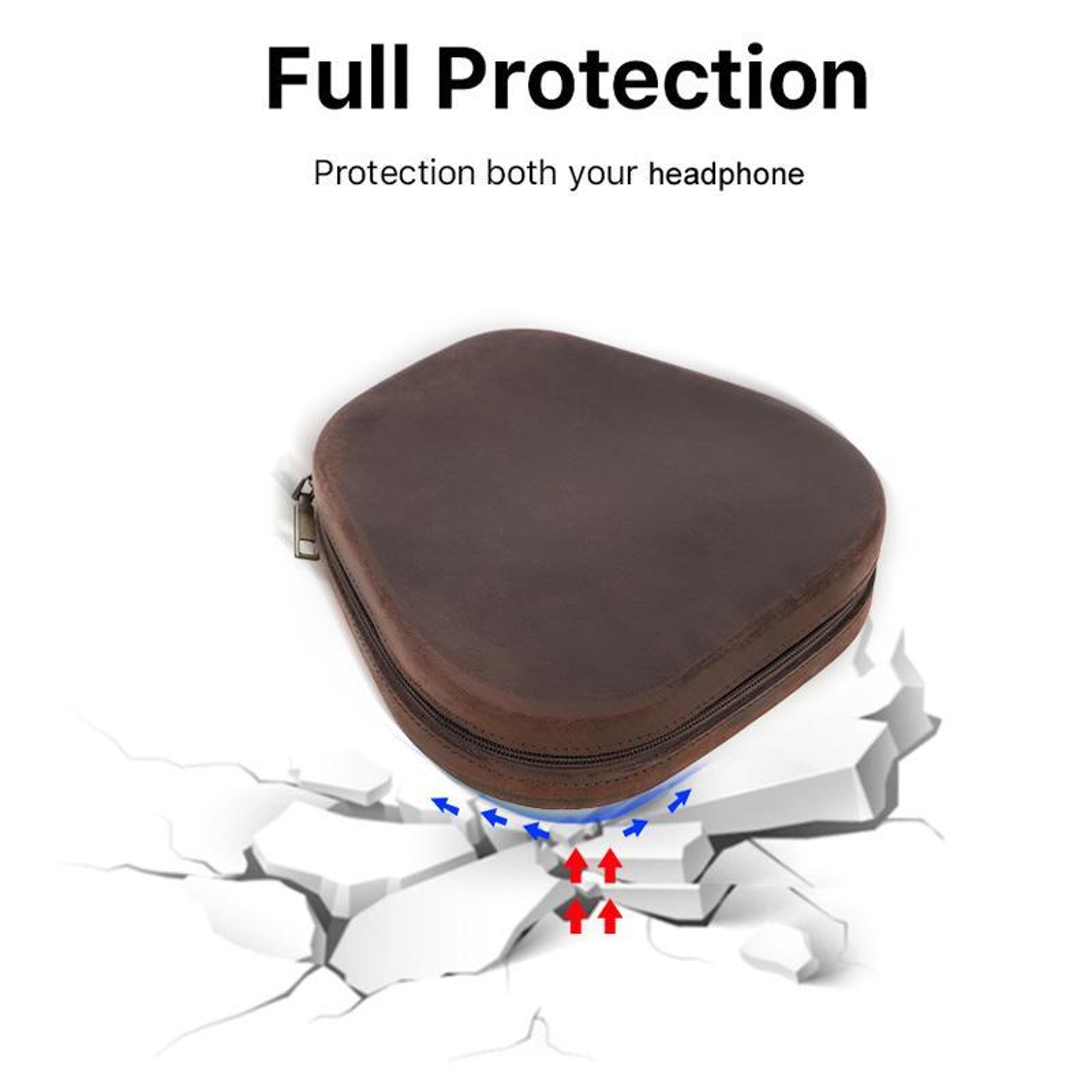 Luxury Leather AirPods Max Carry Case With Zipper Wrist Strap And 360 Protection 6