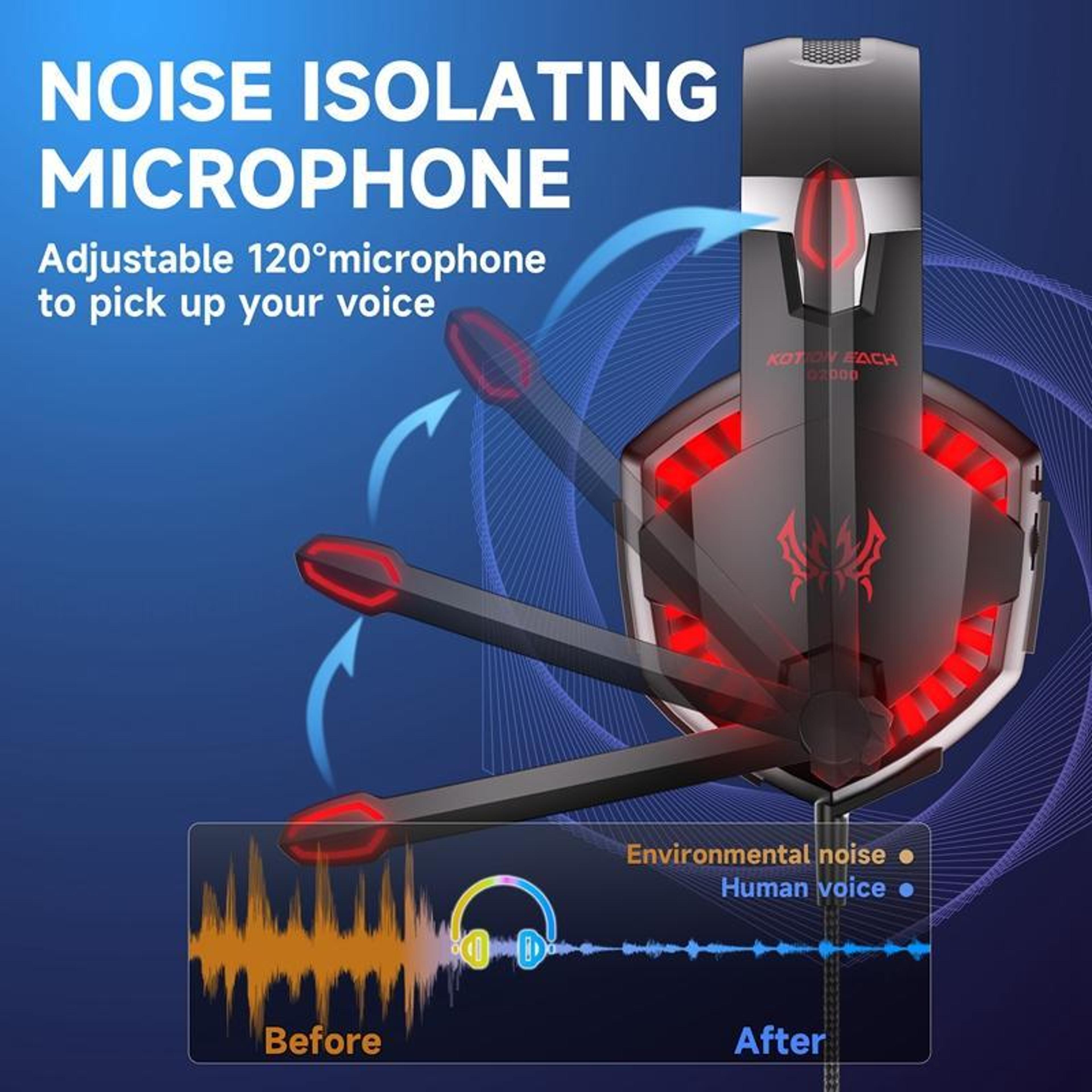KOTION EACH G2000 Gaming Headset With Noise Isolating Mic  LED Stereo Sound 3
