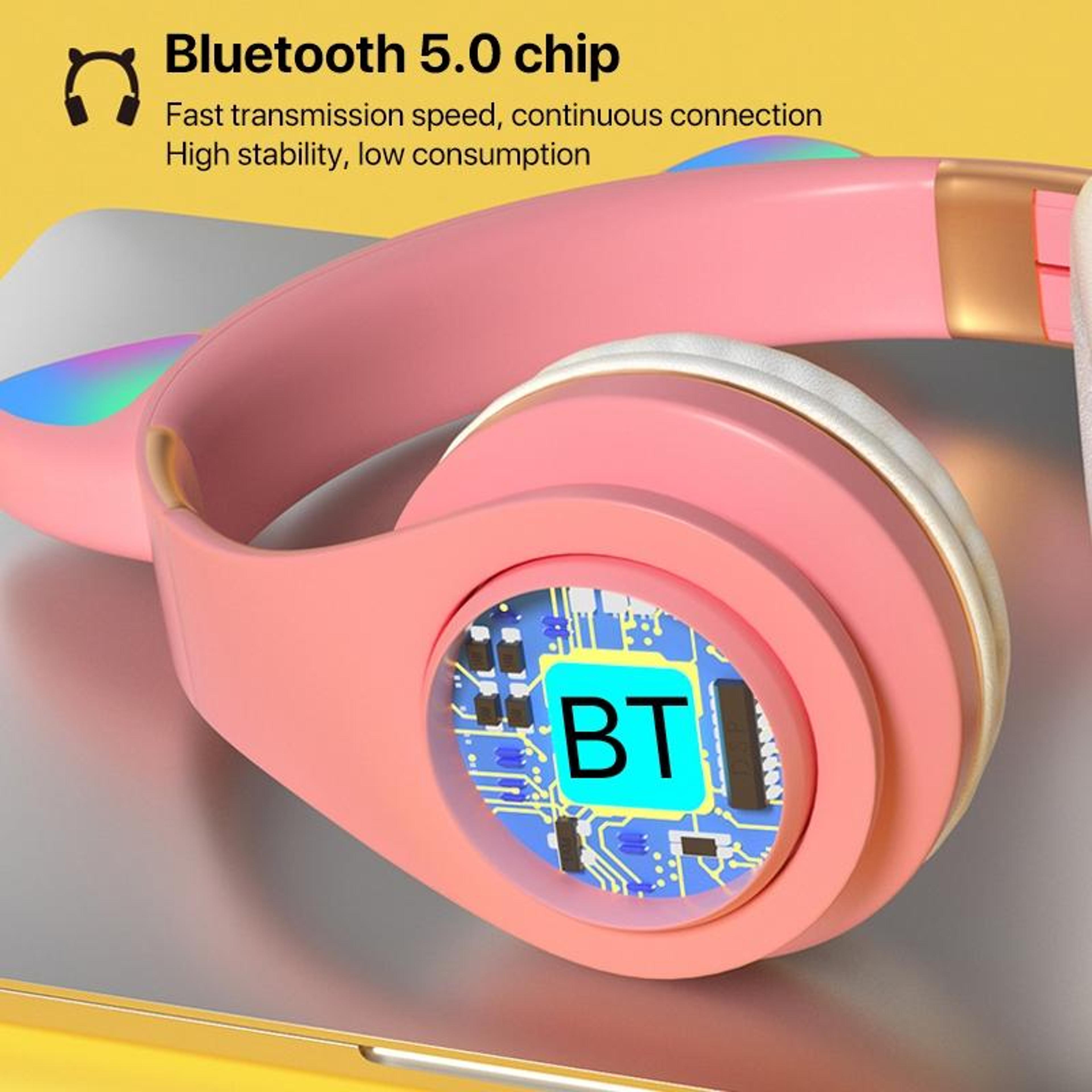 RGB Cat Ear Bluetooth Gaming Headset With Wireless Audio  LED Light For Kids Teens  Gamers 9