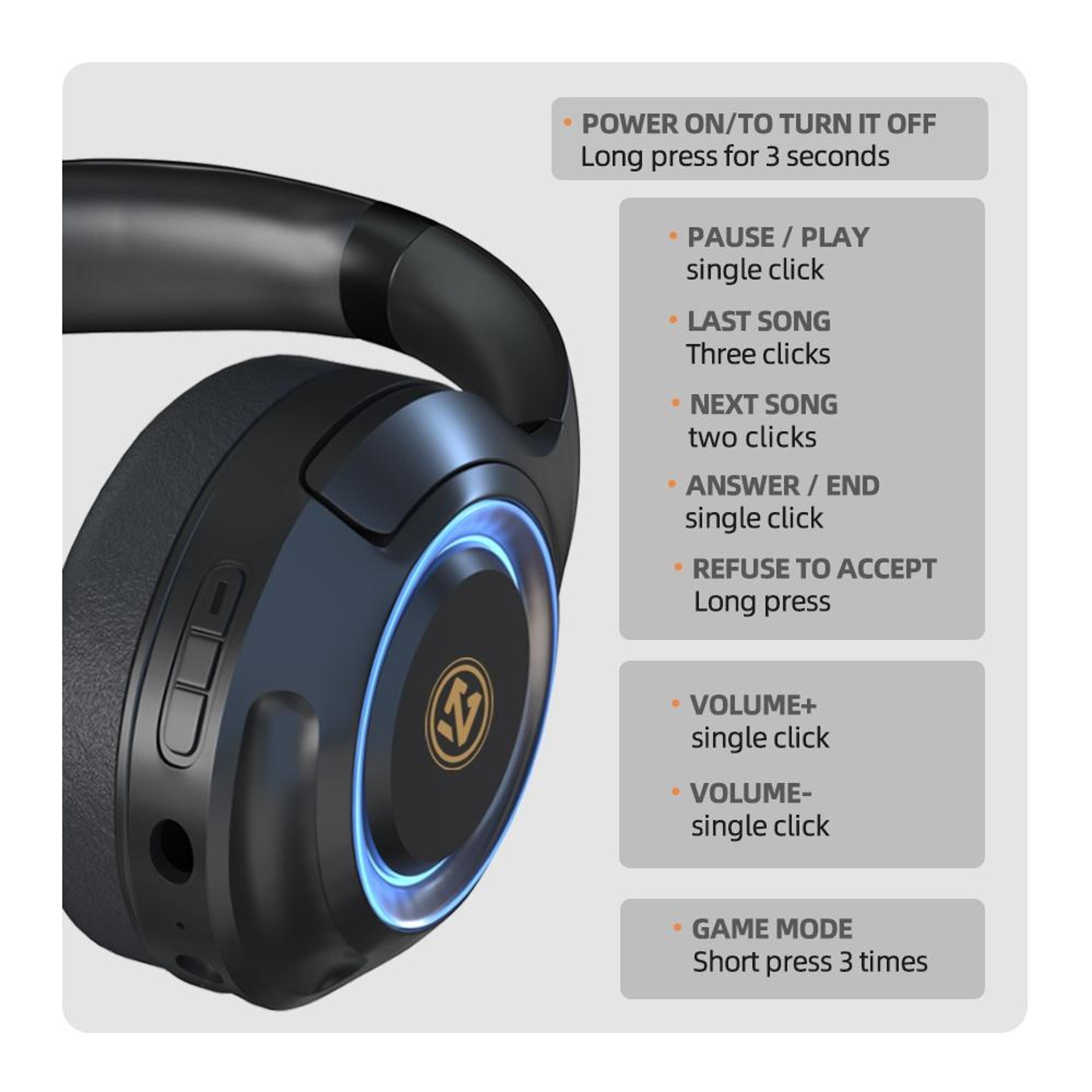 A8 RGB Gaming Wireless Headset With Noise Reduction Mic  45H Battery 4