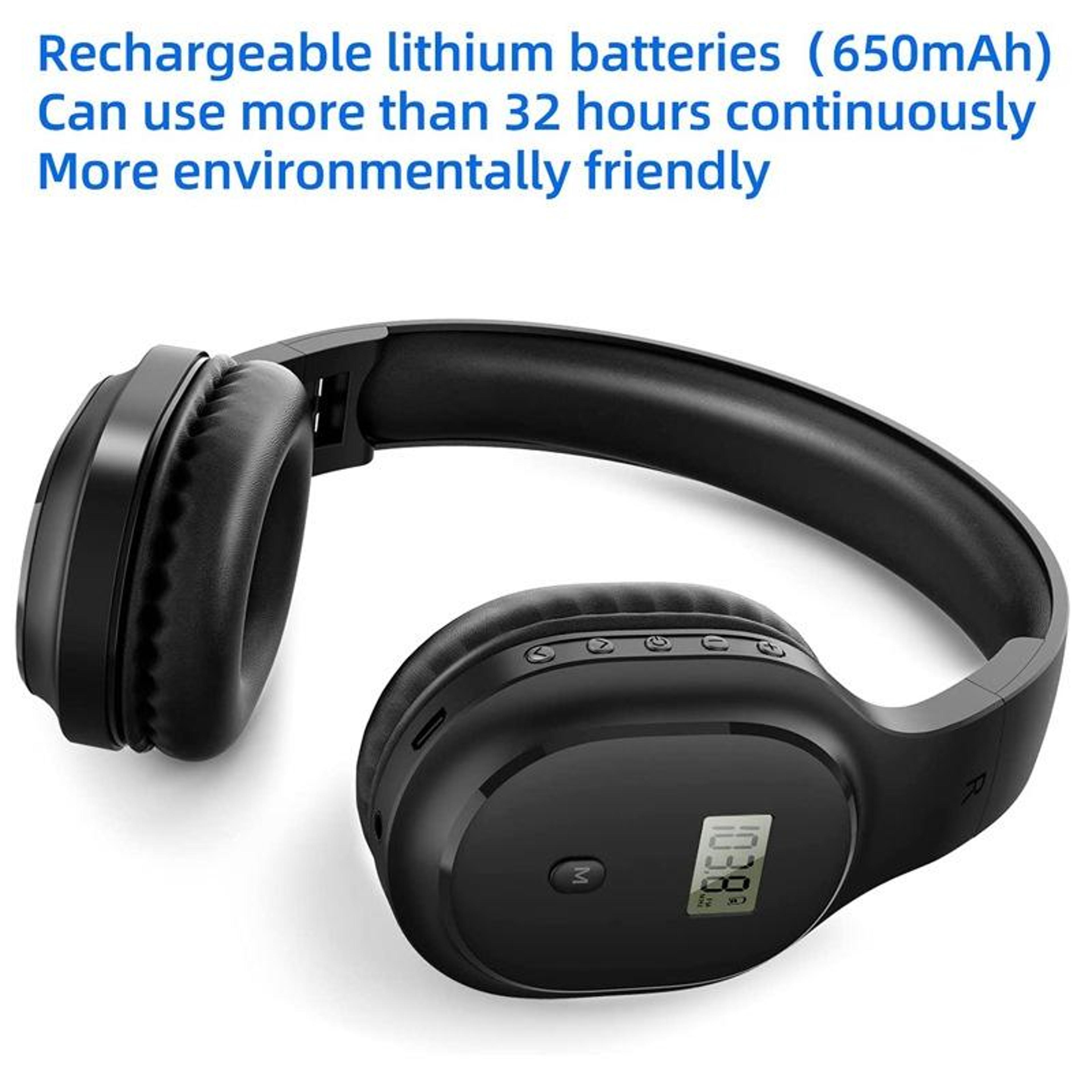 A8 Rechargeable FM Radio Headphones With LCD Display  Foldable Memory Foam Design 5