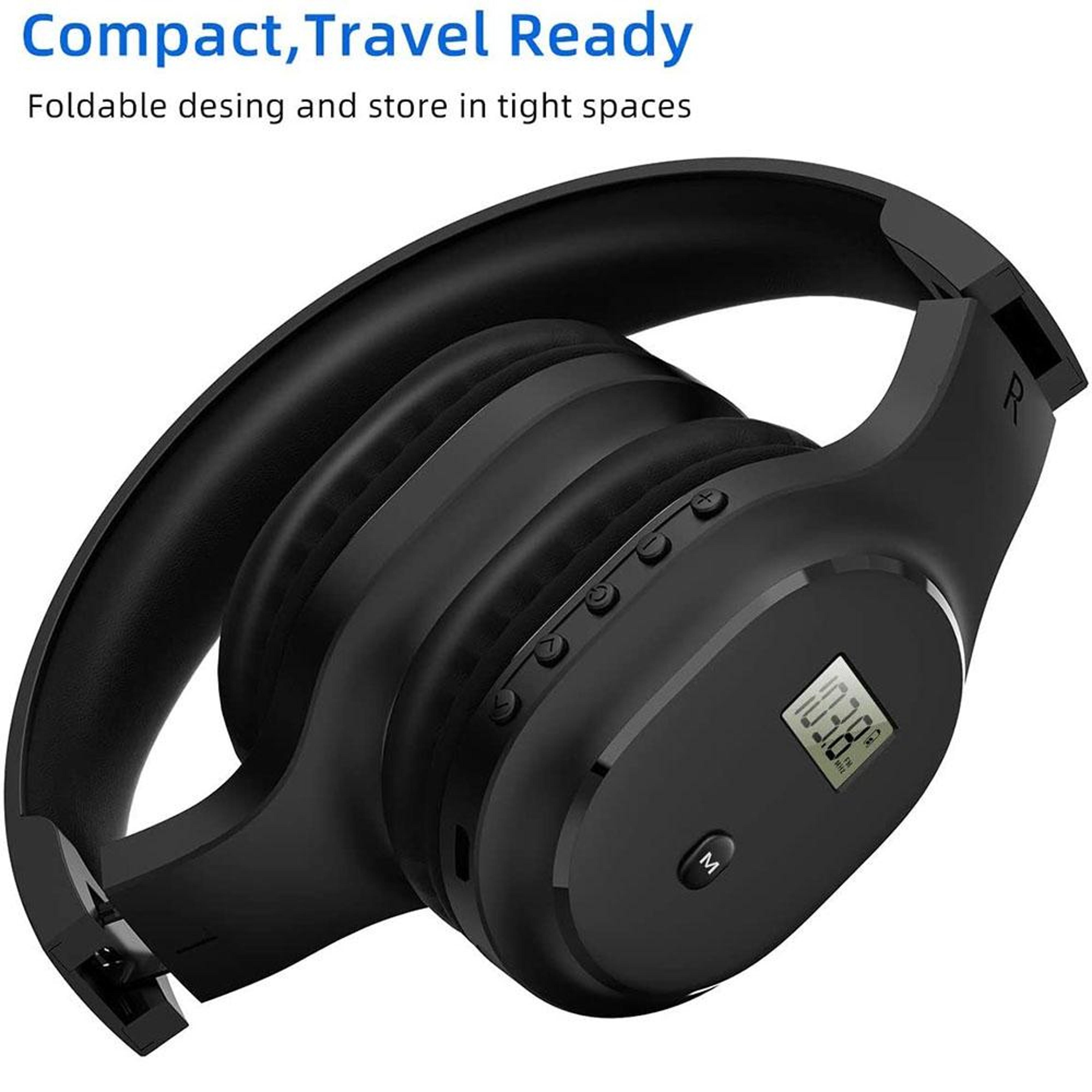 A8 Rechargeable FM Radio Headphones With LCD Display  Foldable Memory Foam Design 6