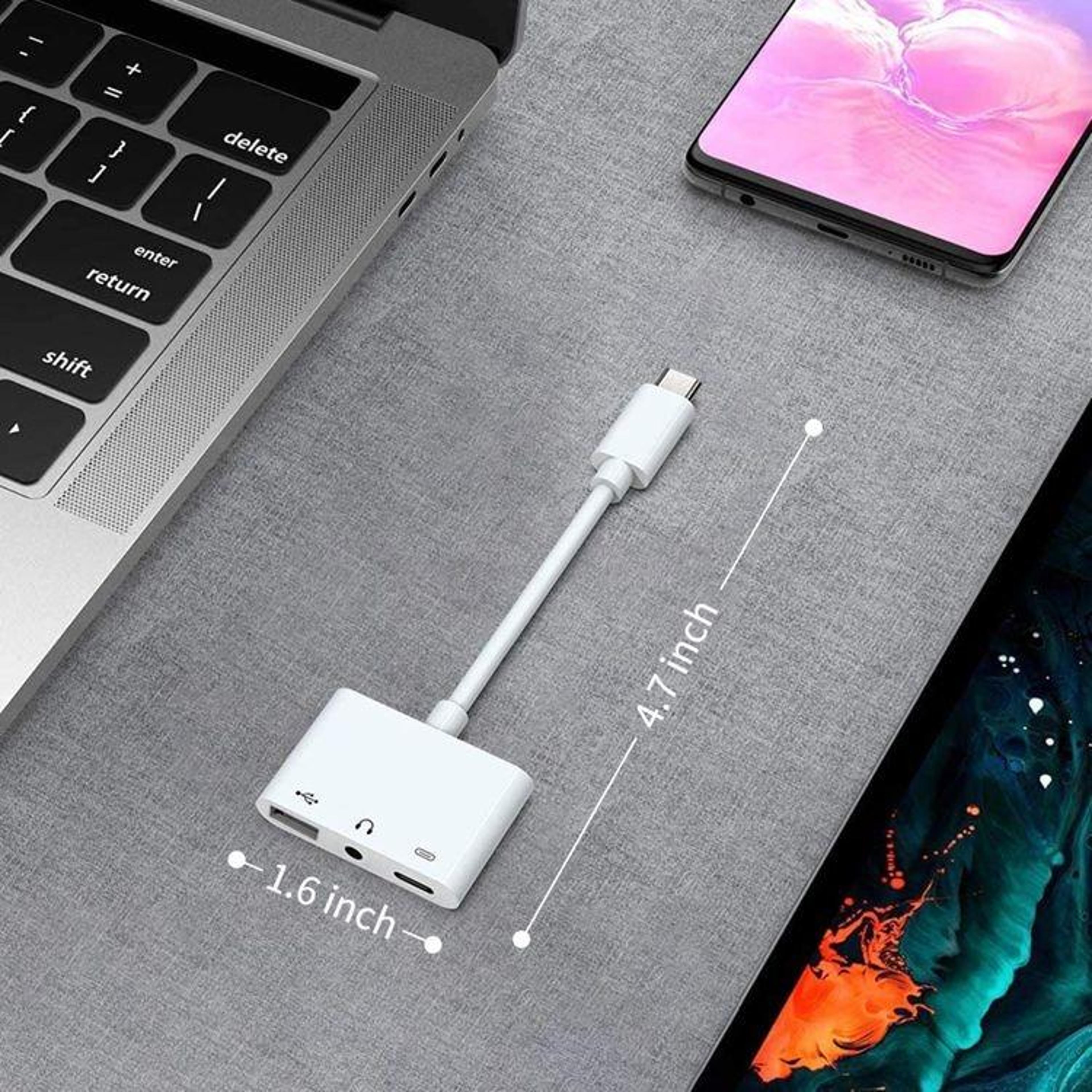 3 In 1 USB C OTG Adapter With 35mm Headphone Jack Fast Charging  USB Audio Splitter 9