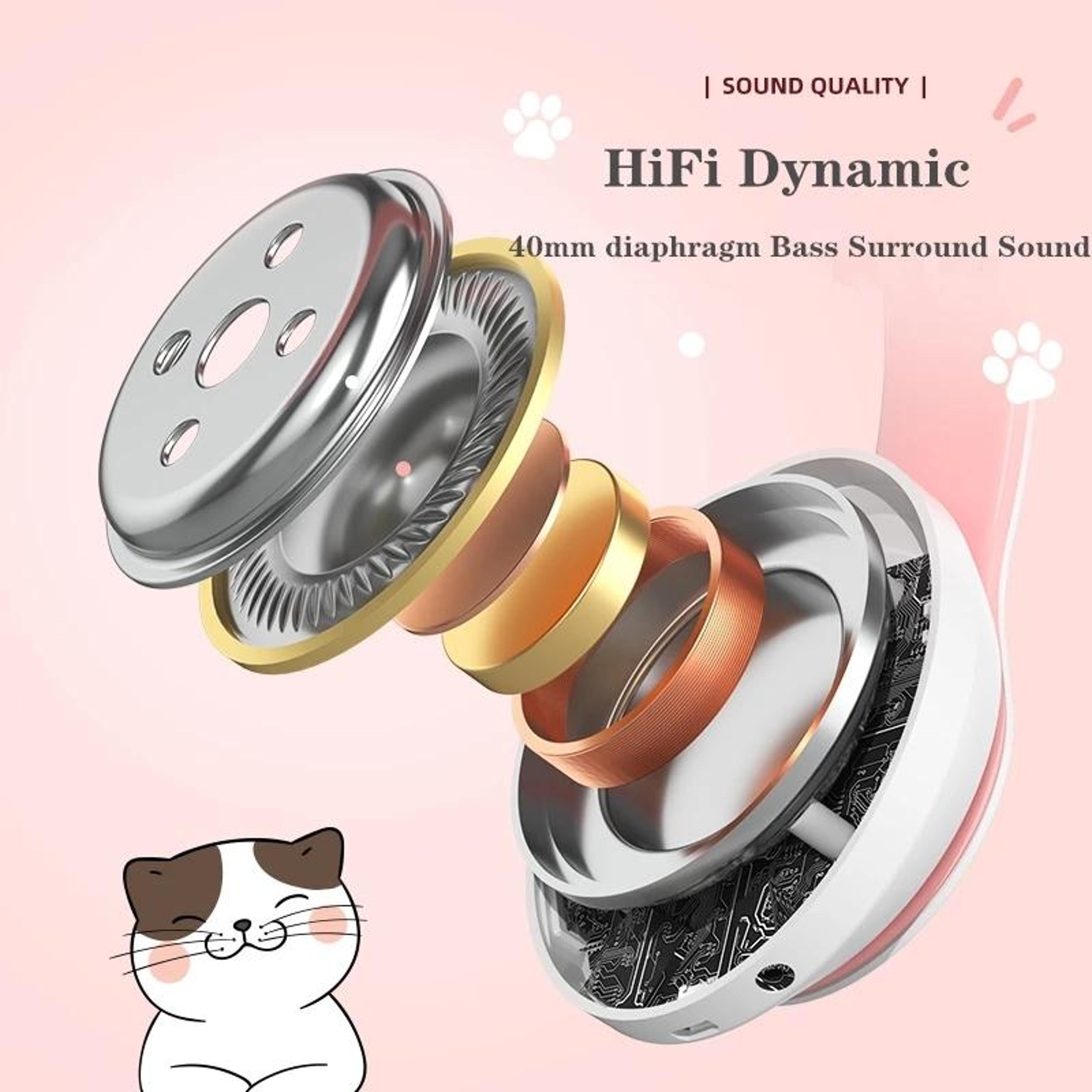 RGB Cat Ear Bluetooth Headphones With Mic TF Card  Wired Mode For Kids And Music Lovers 9