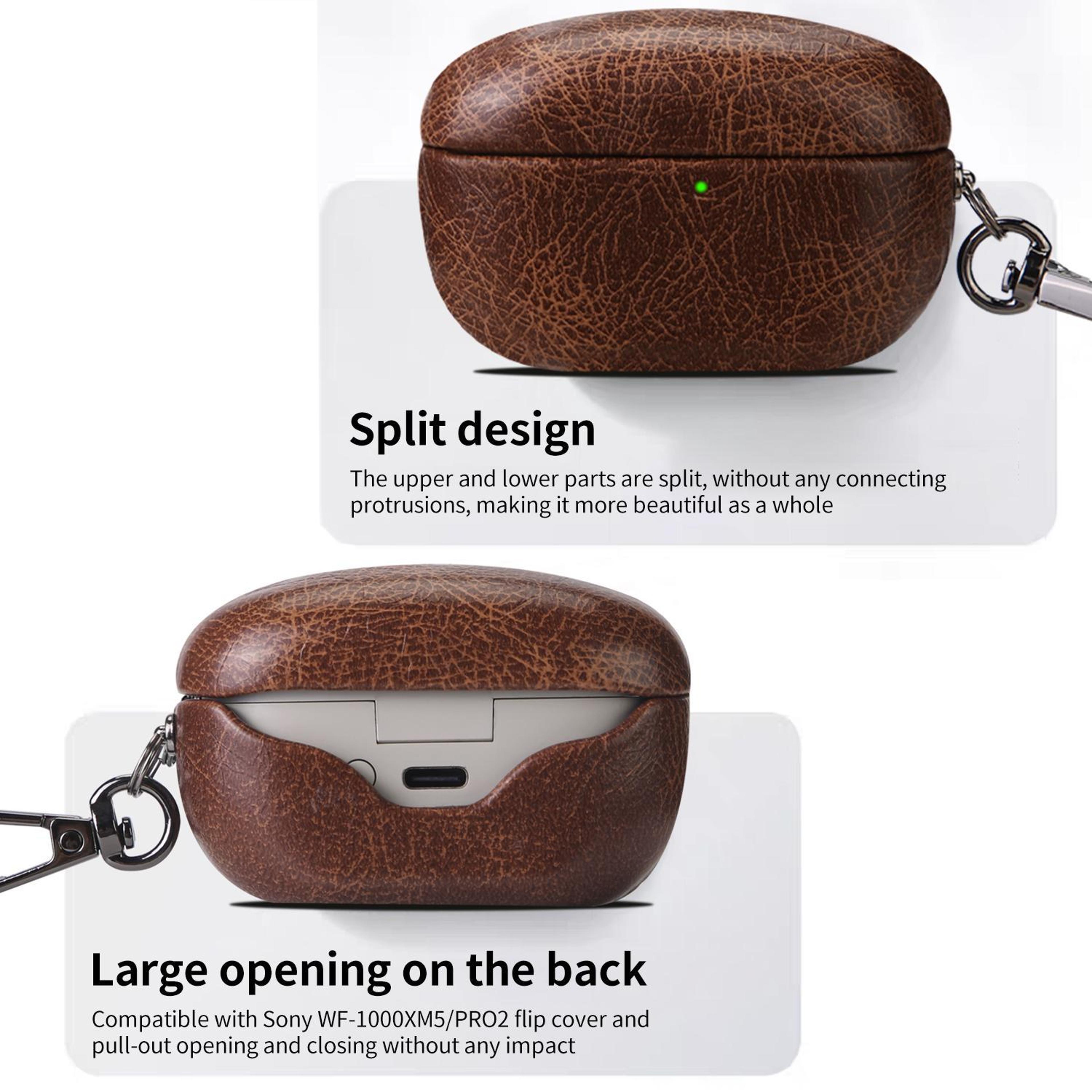 Retro Crazy Horse Leather Case For Sony WF 1000XM5 Wireless Earbuds 12